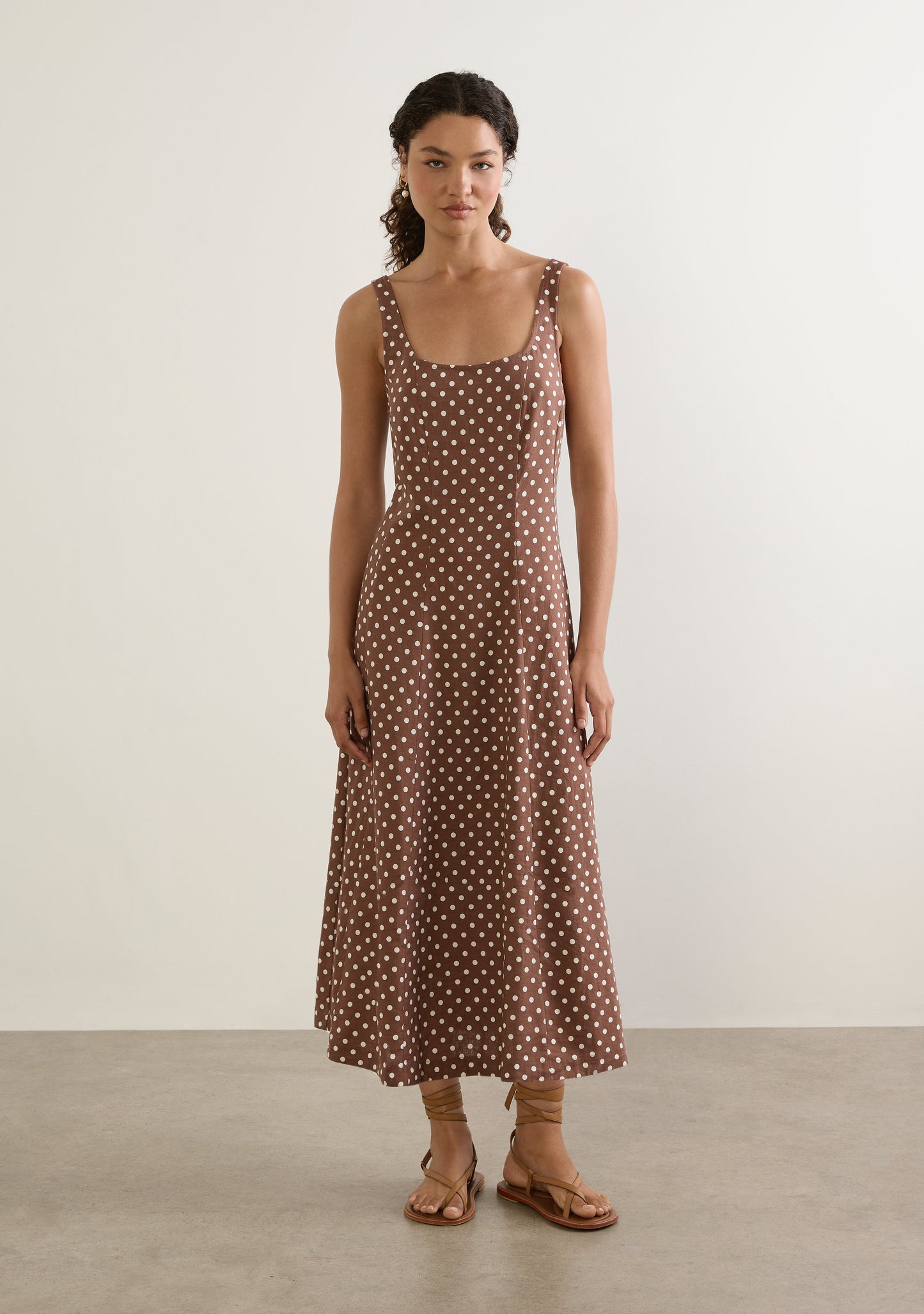 Image of Dresses. Productname: Auguste The Label Corinne Midi Dress in Tan/Brown colour by brand - Auguste The Label