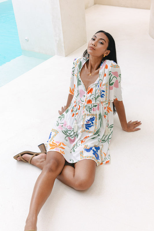 Image of Dresses. Productname: Calantha Multicolour Floral Mini Dress in Floral colour by brand - Heychic