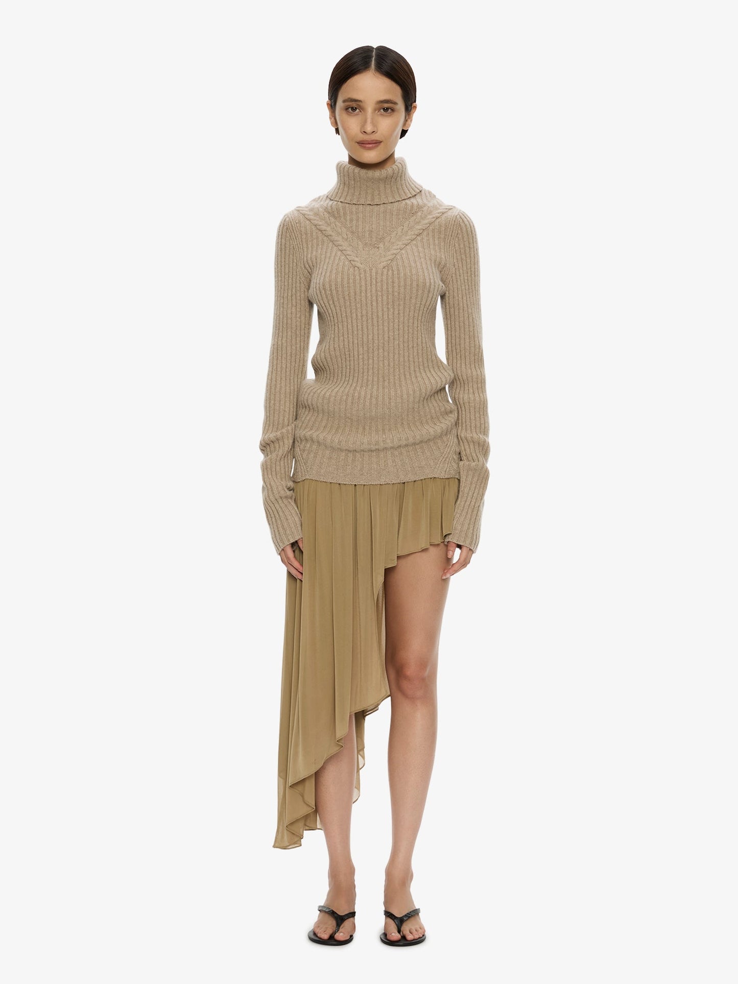 CHRISTOPHER ESBER Caia Cable Knit Turtleneck (Jute)