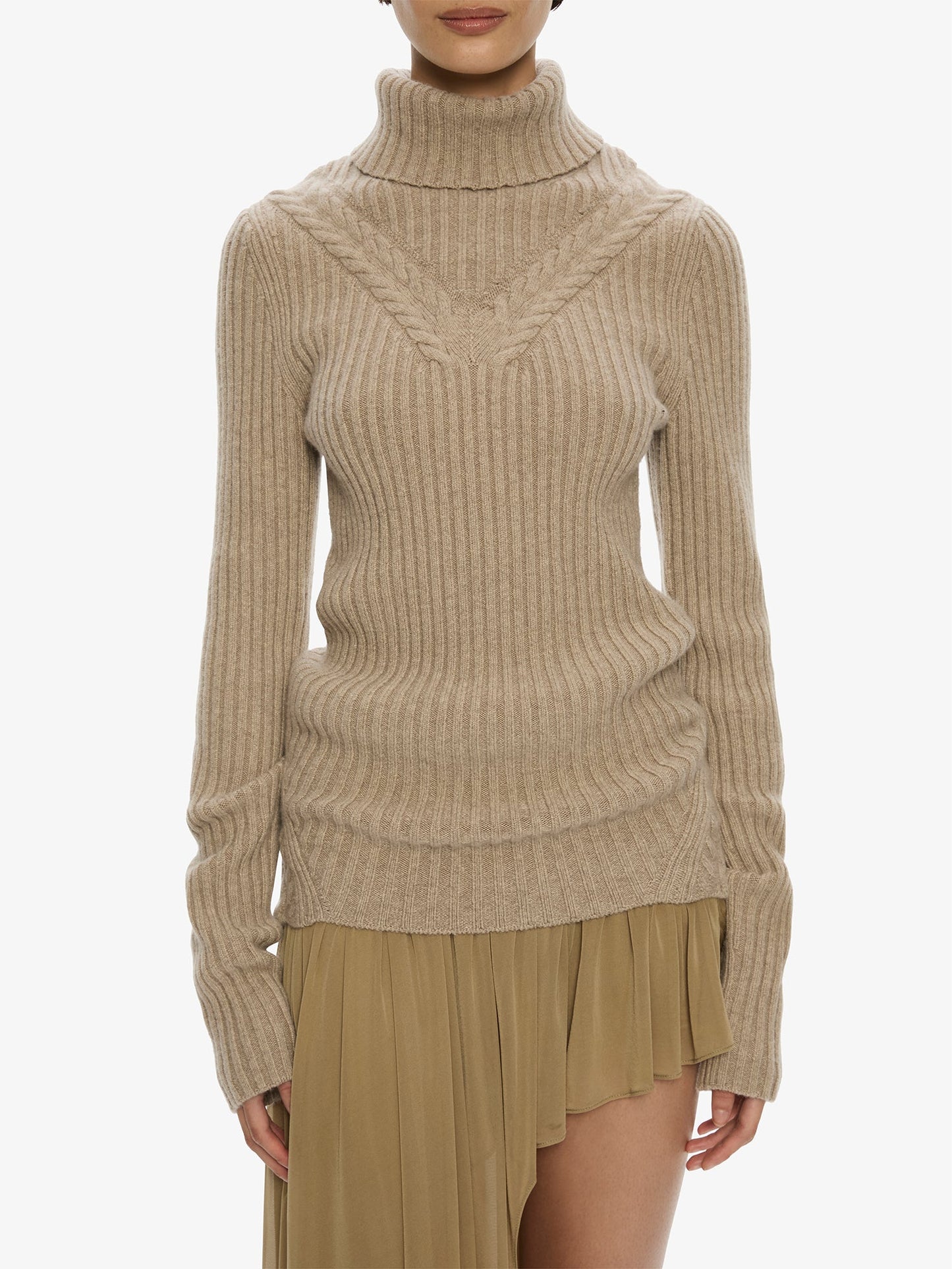 CHRISTOPHER ESBER Caia Cable Knit Turtleneck (Jute)