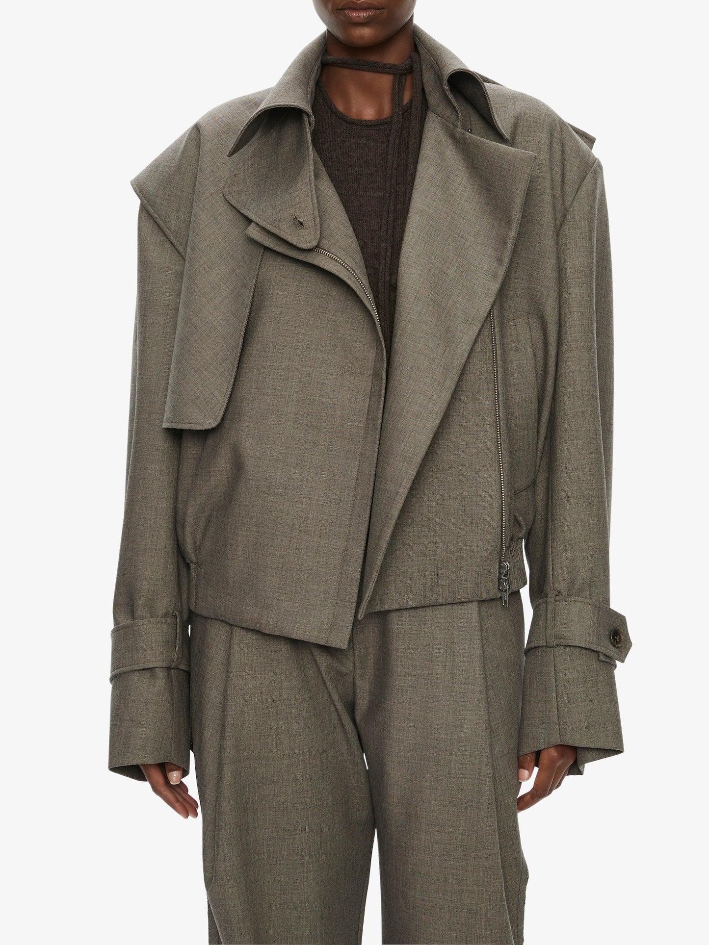 CHRISTOPHER ESBER Cropped Trench Bomber Jacket (Pink)