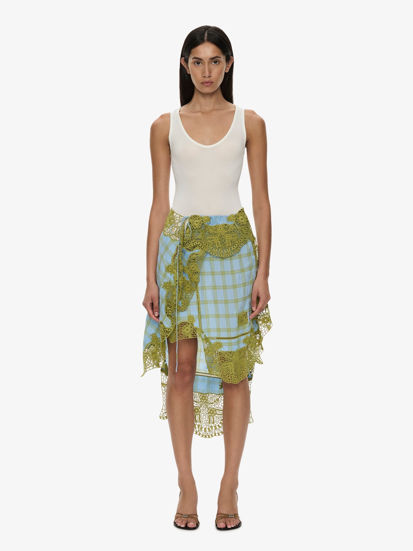 CHRISTOPHER ESBER Embroidered Handkerchief Envelope Midi Skirt (Check)