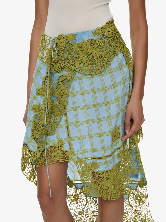 CHRISTOPHER ESBER Embroidered Handkerchief Envelope Midi Skirt (Check)