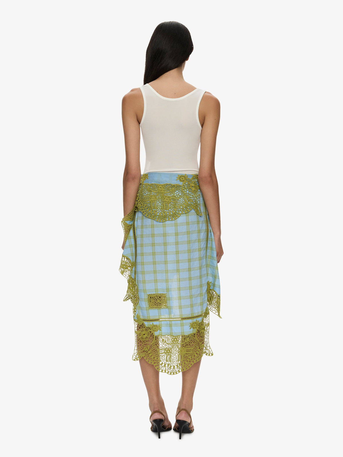CHRISTOPHER ESBER Embroidered Handkerchief Envelope Midi Skirt (Check)