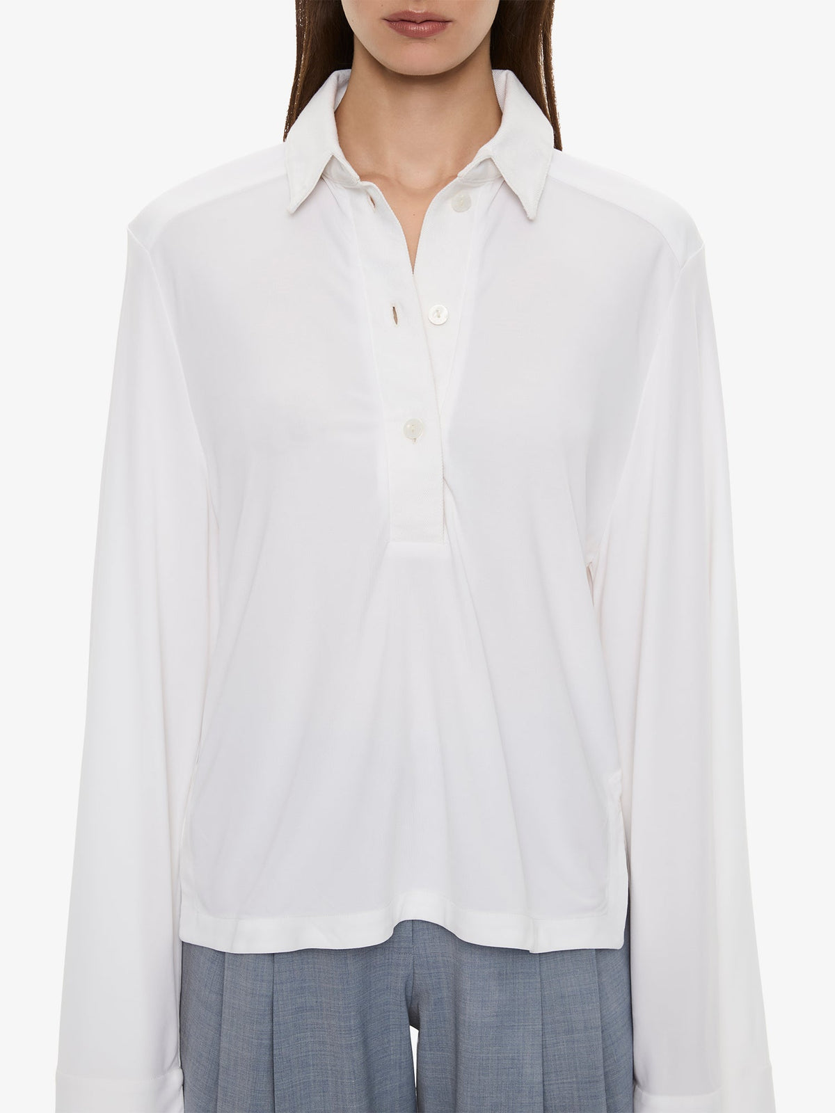 CHRISTOPHER ESBER Deconstruct Denim Long Sleeve Polo (White)