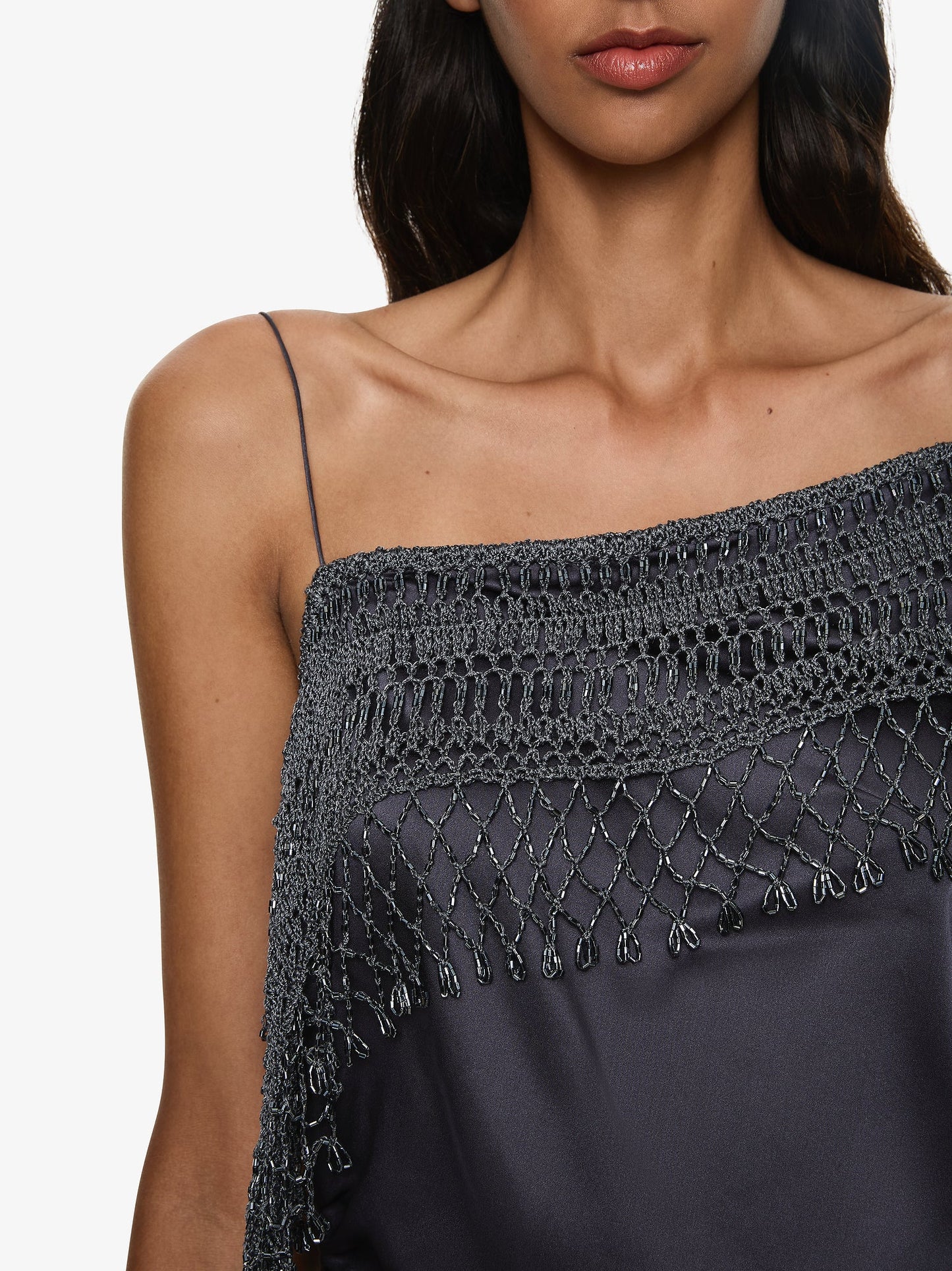 CHRISTOPHER ESBER Droplet Bead Crochet Trimmed Cami Dress (Granite)