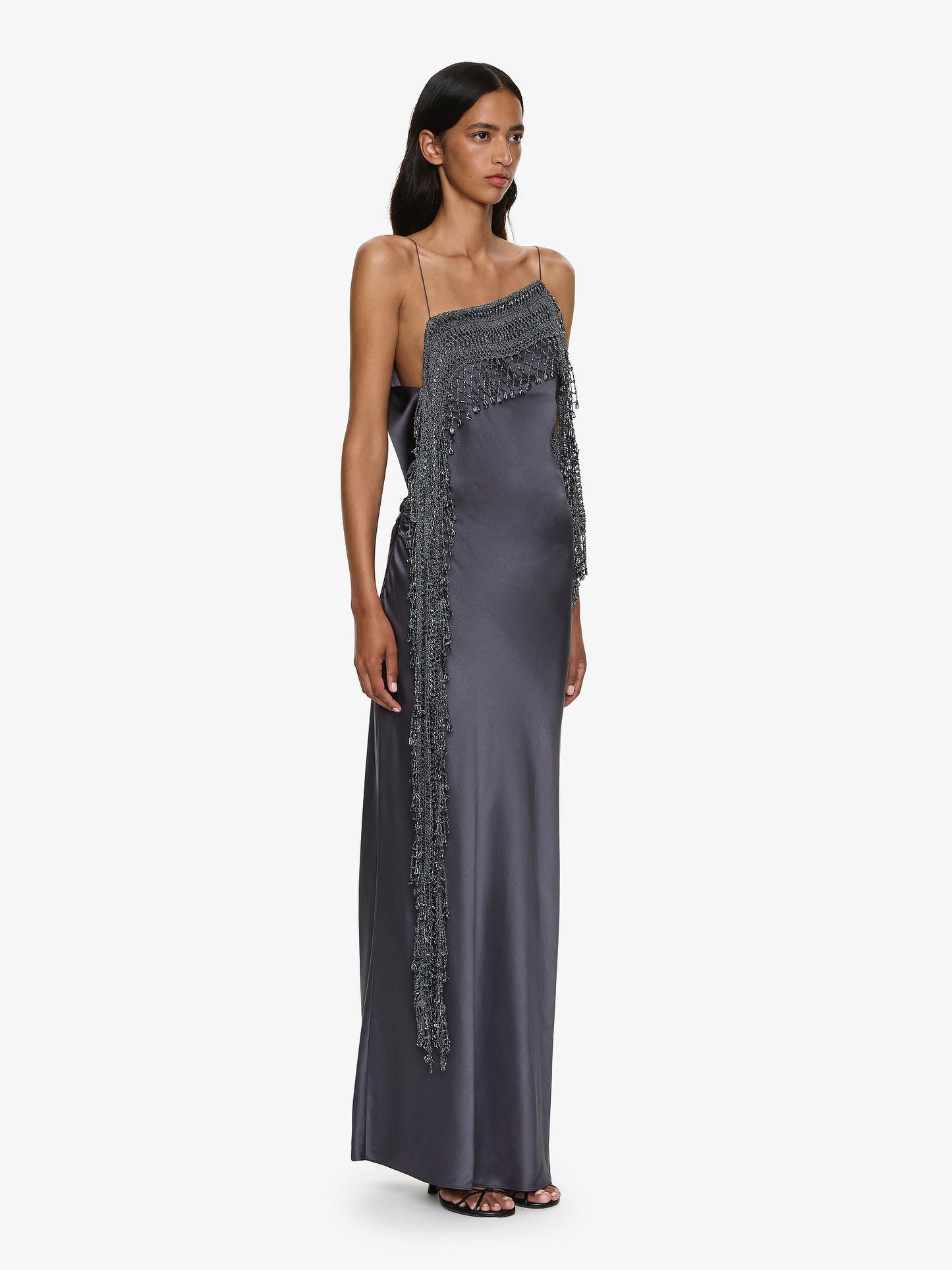 CHRISTOPHER ESBER Droplet Bead Crochet Trimmed Cami Dress (Granite)