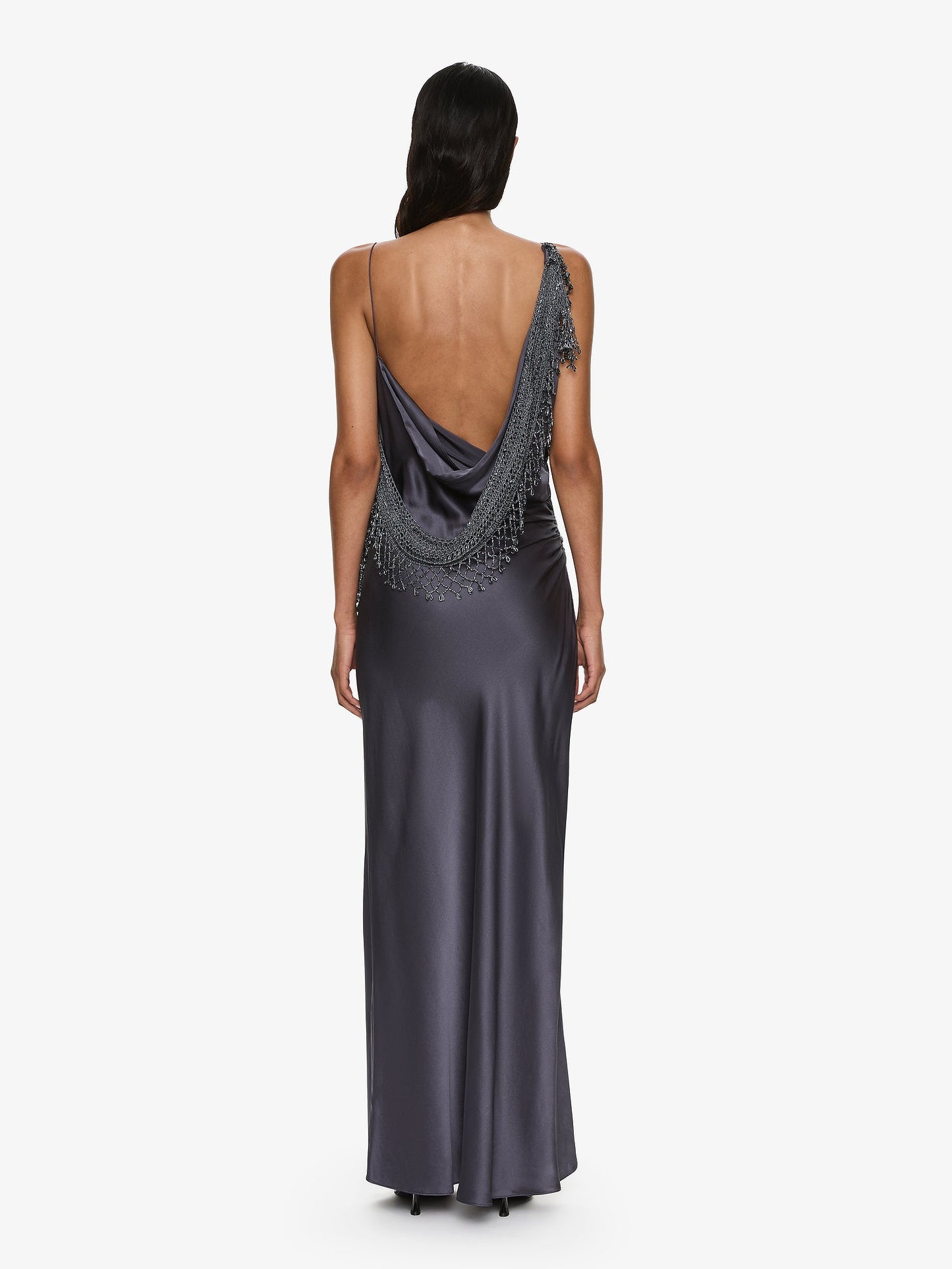 CHRISTOPHER ESBER Droplet Bead Crochet Trimmed Cami Dress (Granite)