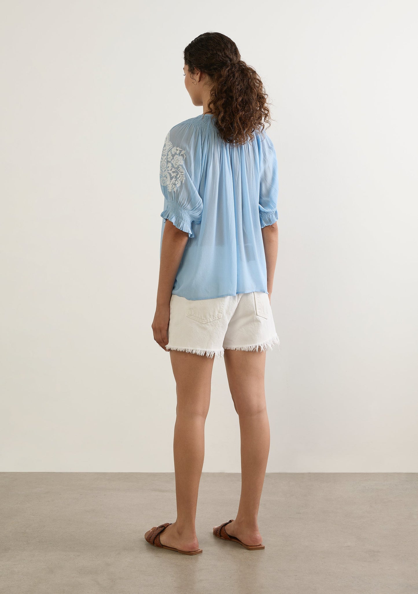 Auguste The Label Indra Embroidered Blouse (Blue)