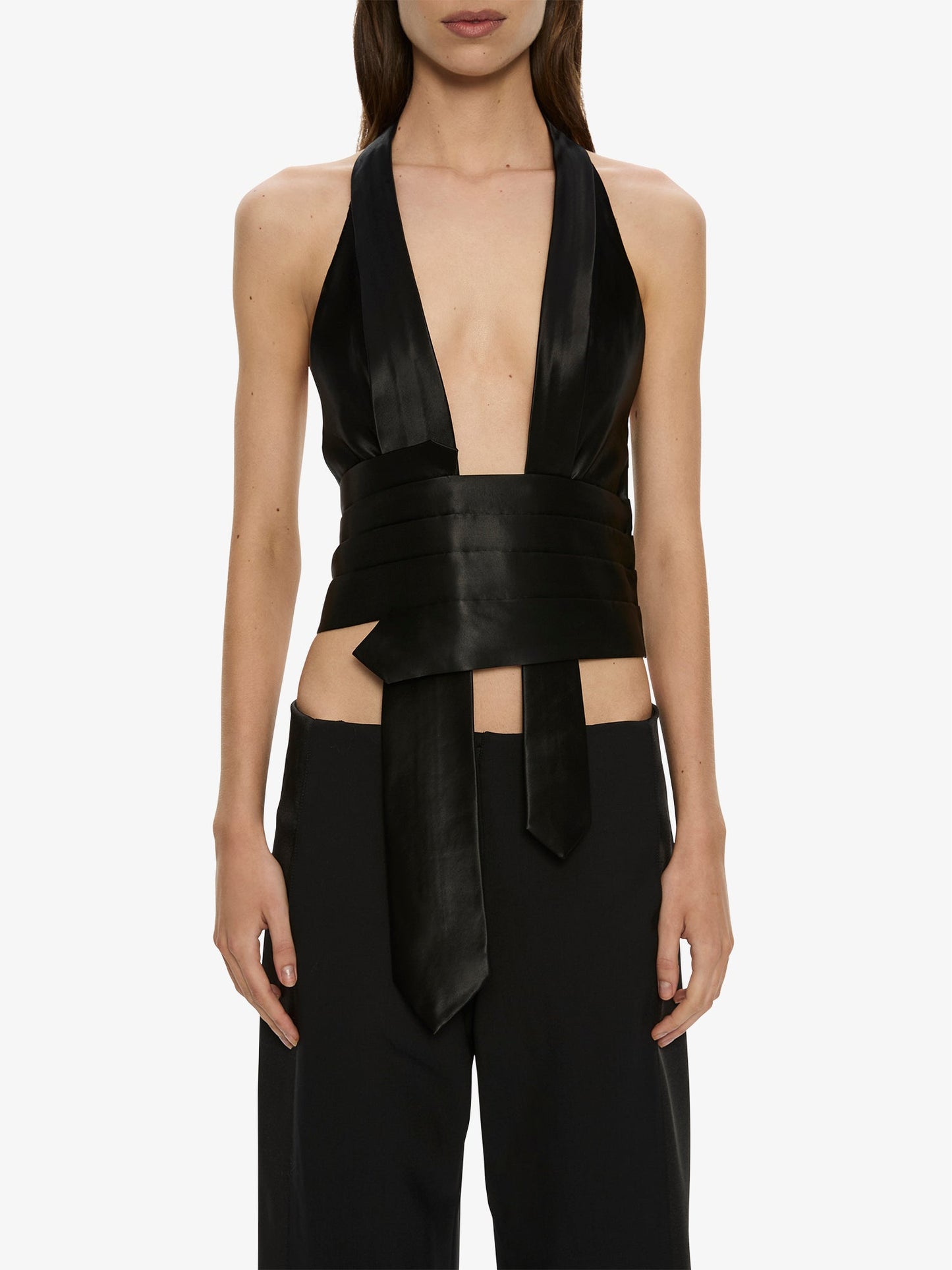 CHRISTOPHER ESBER Tuxedo Contrast Wool Trouser (Black)