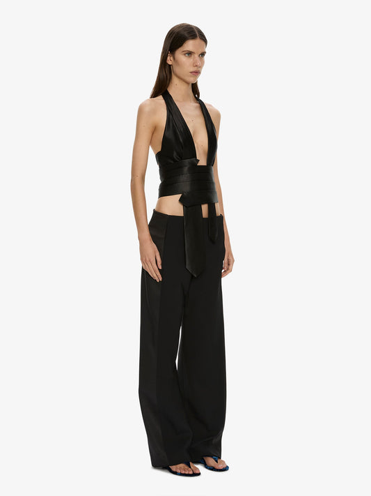 CHRISTOPHER ESBER Tuxedo Contrast Wool Trouser (Black)