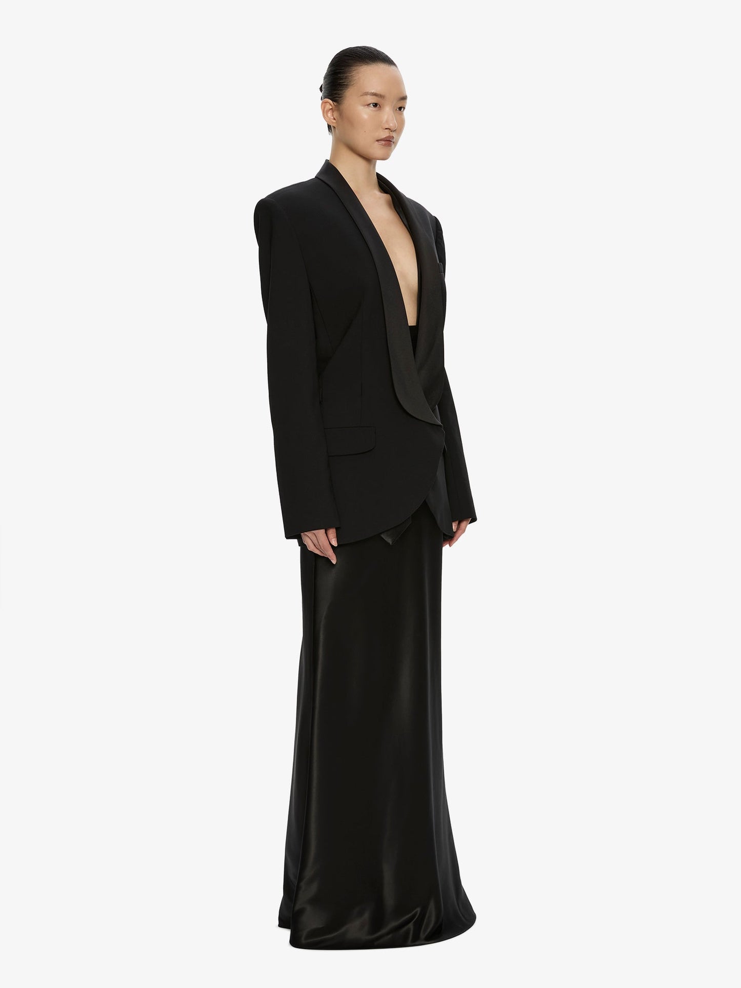 CHRISTOPHER ESBER Tuxedo Contrast Wool Blazer (Black)