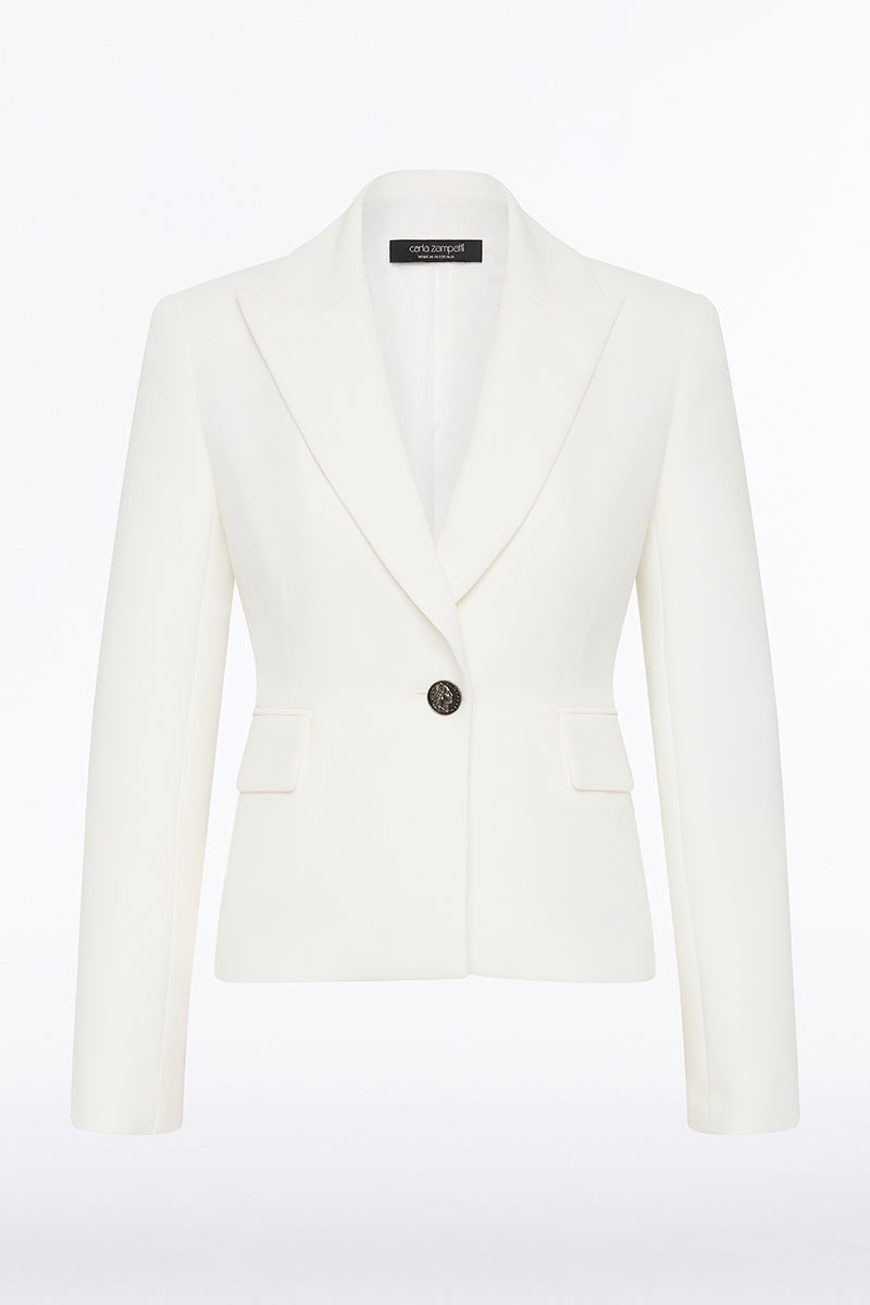 Carla Zampatti Crepe Single Breasted Jacket (White)