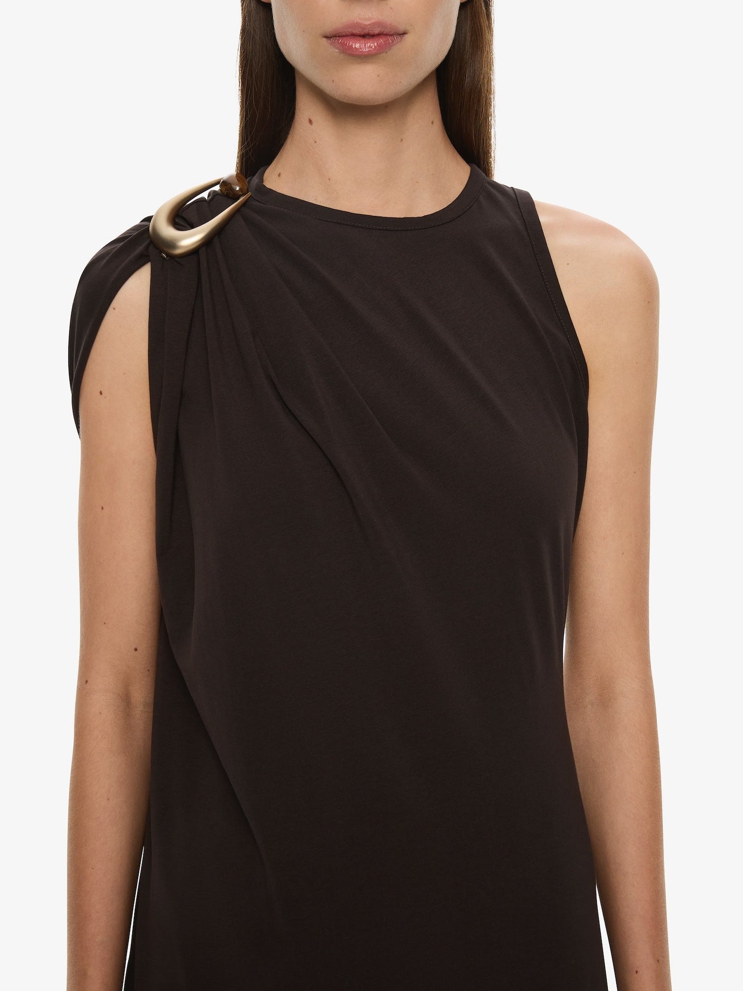CHRISTOPHER ESBER Stone Pin Column Tee Dress (Espresso)