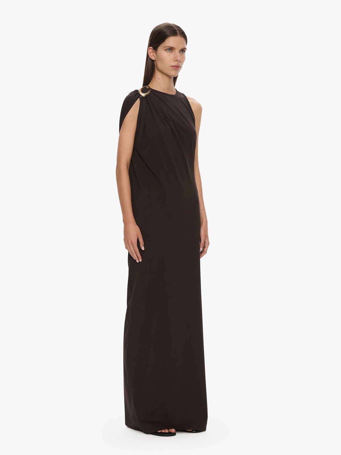 CHRISTOPHER ESBER Stone Pin Column Tee Dress (Espresso)