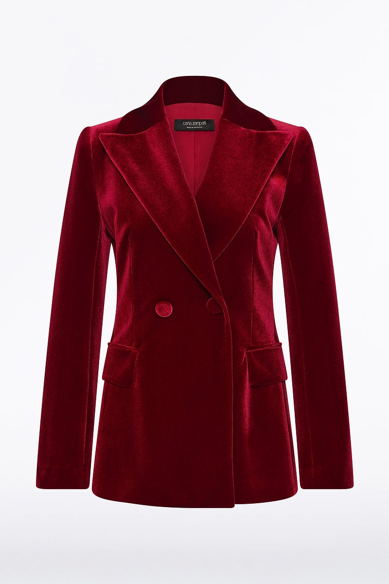 Carla Zampatti Rouge Velvet Tuxedo Jacket (Red)
