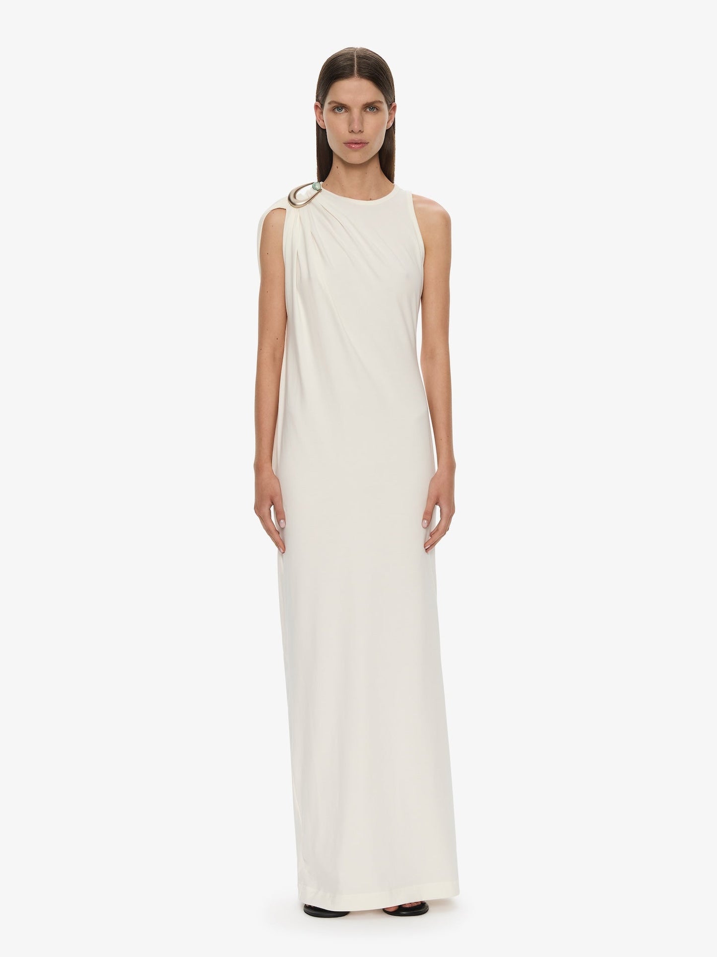 Image of Dresses. Productname: CHRISTOPHER ESBER Stone Pin Column Tee Dress in White colour by brand - CHRISTOPHER ESBER