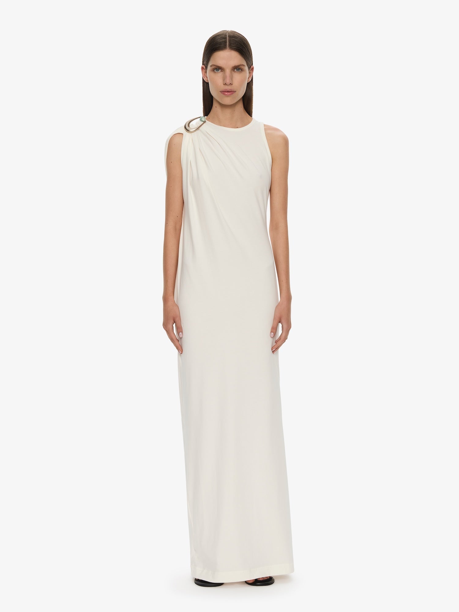 Image of Dresses. Productname: CHRISTOPHER ESBER Stone Pin Column Tee Dress in White colour by brand - CHRISTOPHER ESBER