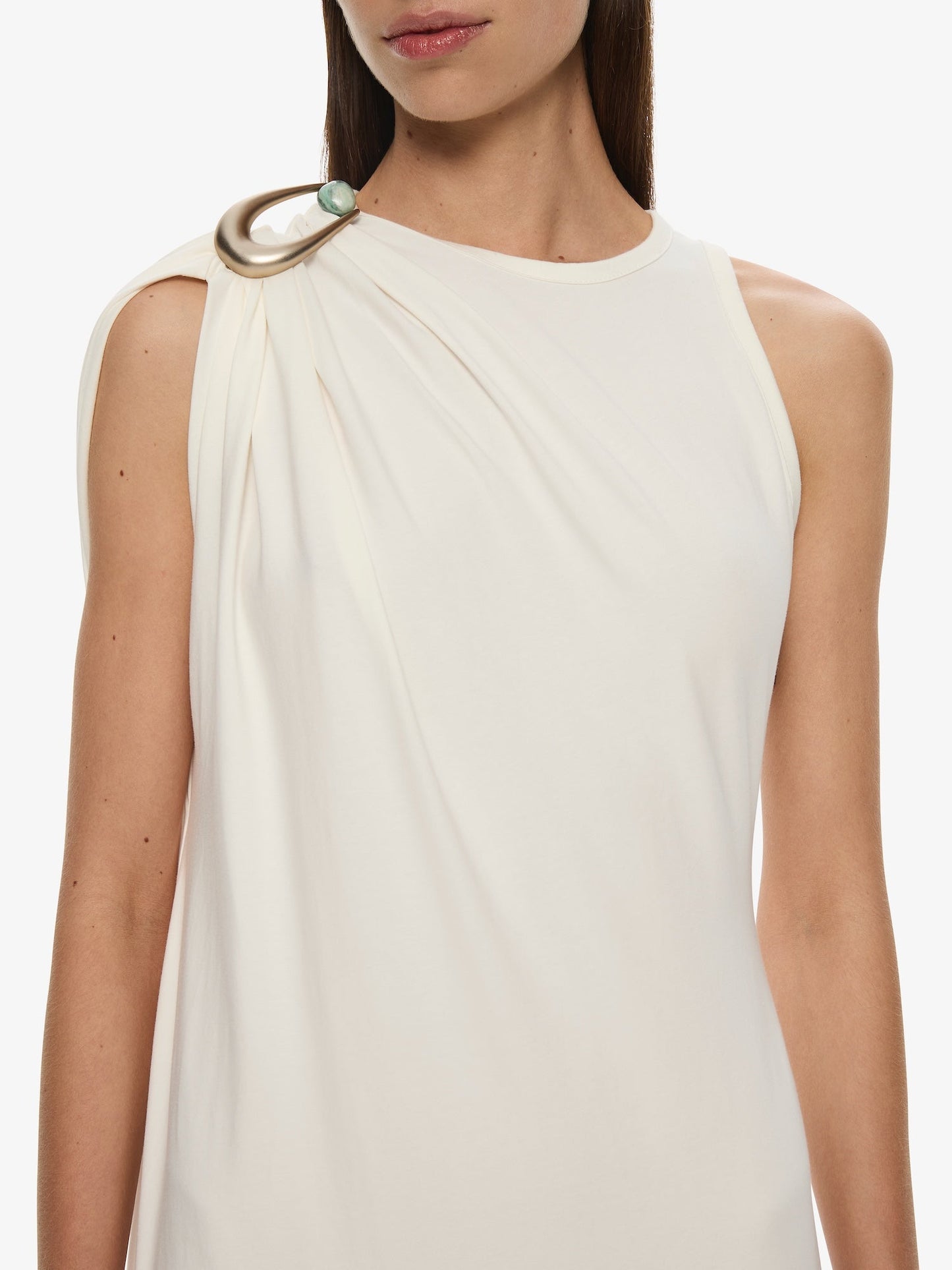 CHRISTOPHER ESBER Stone Pin Column Tee Dress (White)