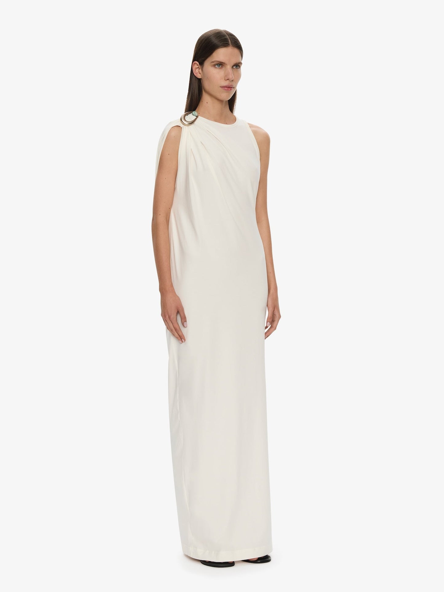 CHRISTOPHER ESBER Stone Pin Column Tee Dress (White)
