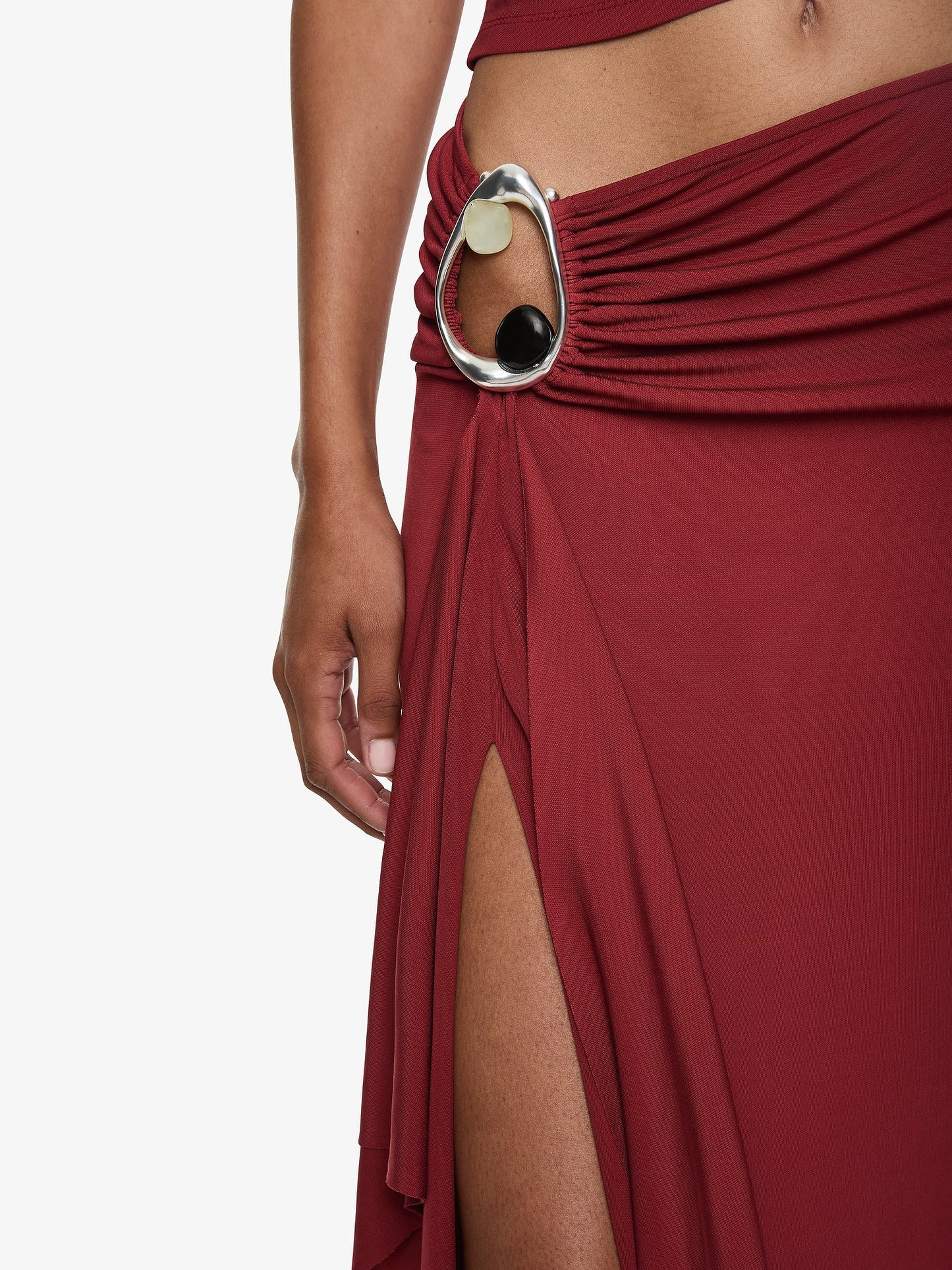 CHRISTOPHER ESBER Orica Crystal Cascade Jersey Skirt (Wine)