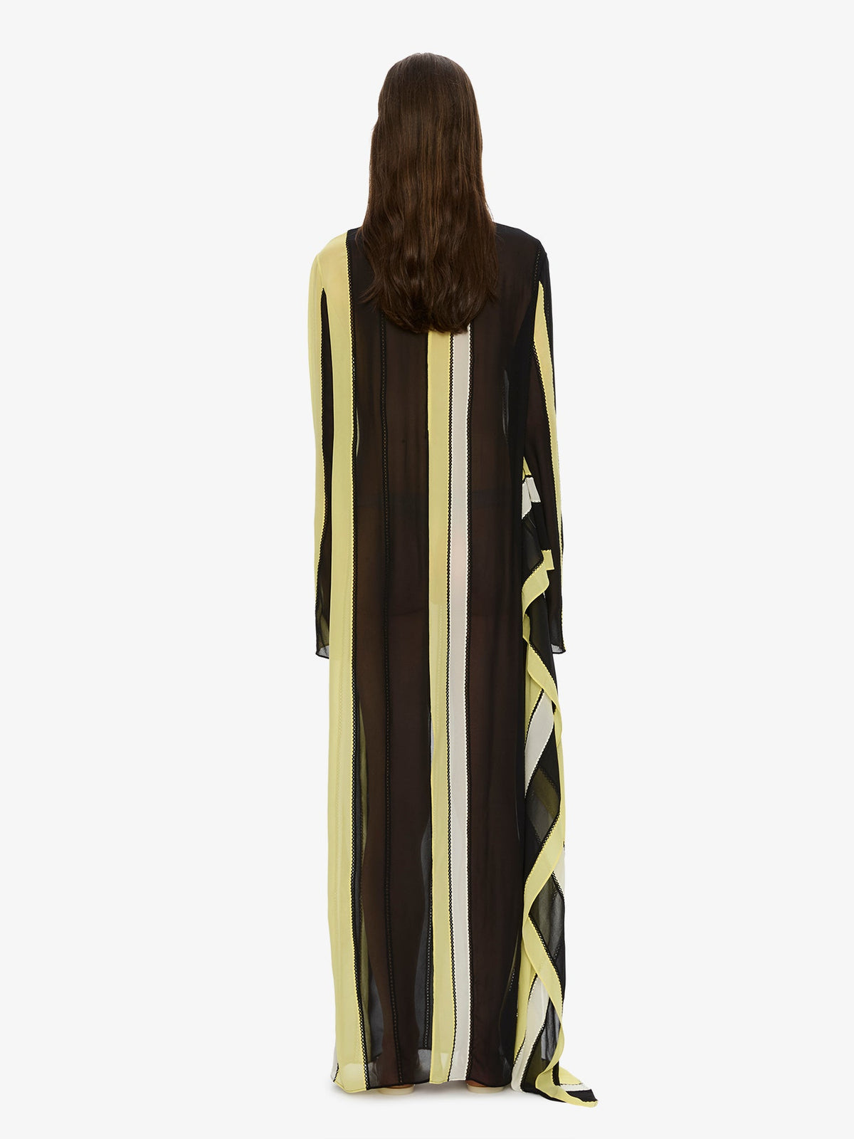CHRISTOPHER ESBER Vin Panelled Picot Silk Long Sleeve Dress (Black)