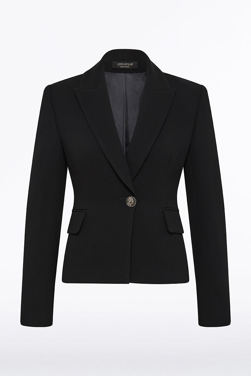 Carla Zampatti Crepe Single Breasted Jacket (Black)
