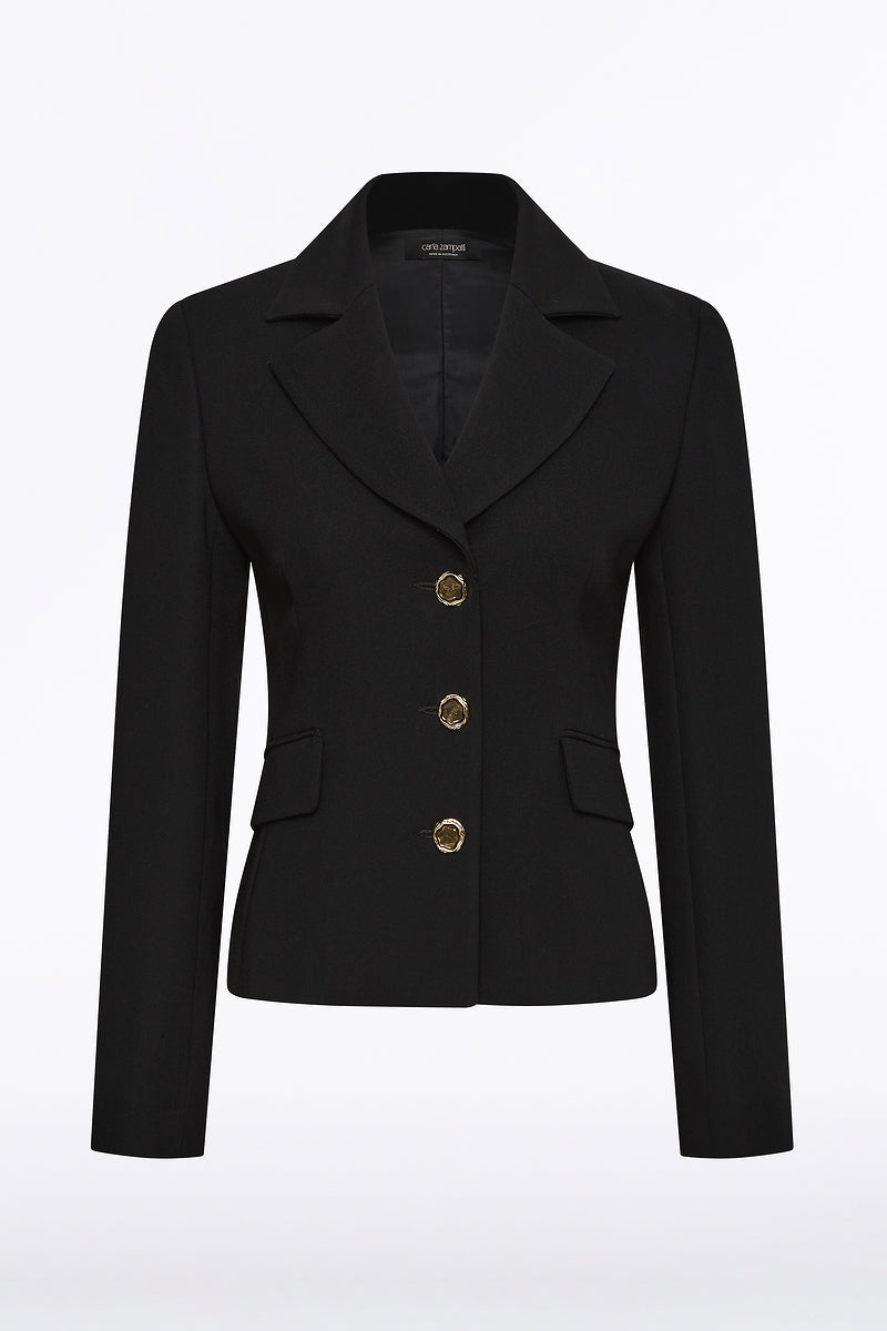 Carla Zampatti Crepe Fitted Waist Jacket (Black)