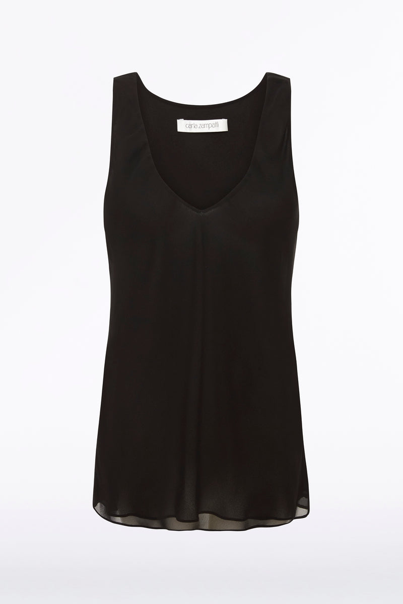 Carla Zampatti Georgette Scoop Cami (Black)
