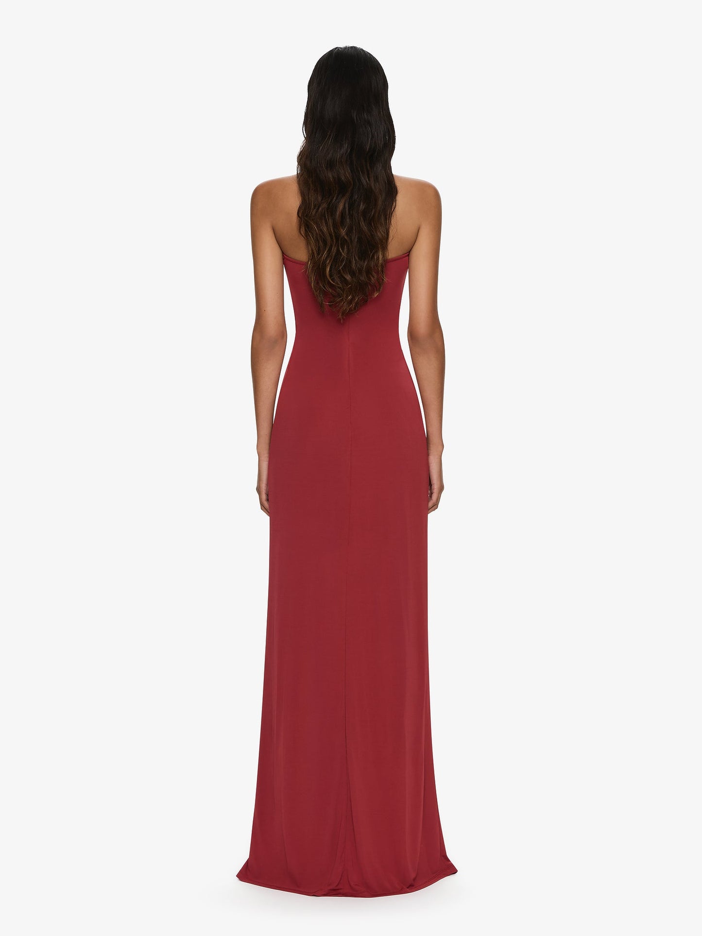 CHRISTOPHER ESBER Arced Palm Strapless Dress (Wine)