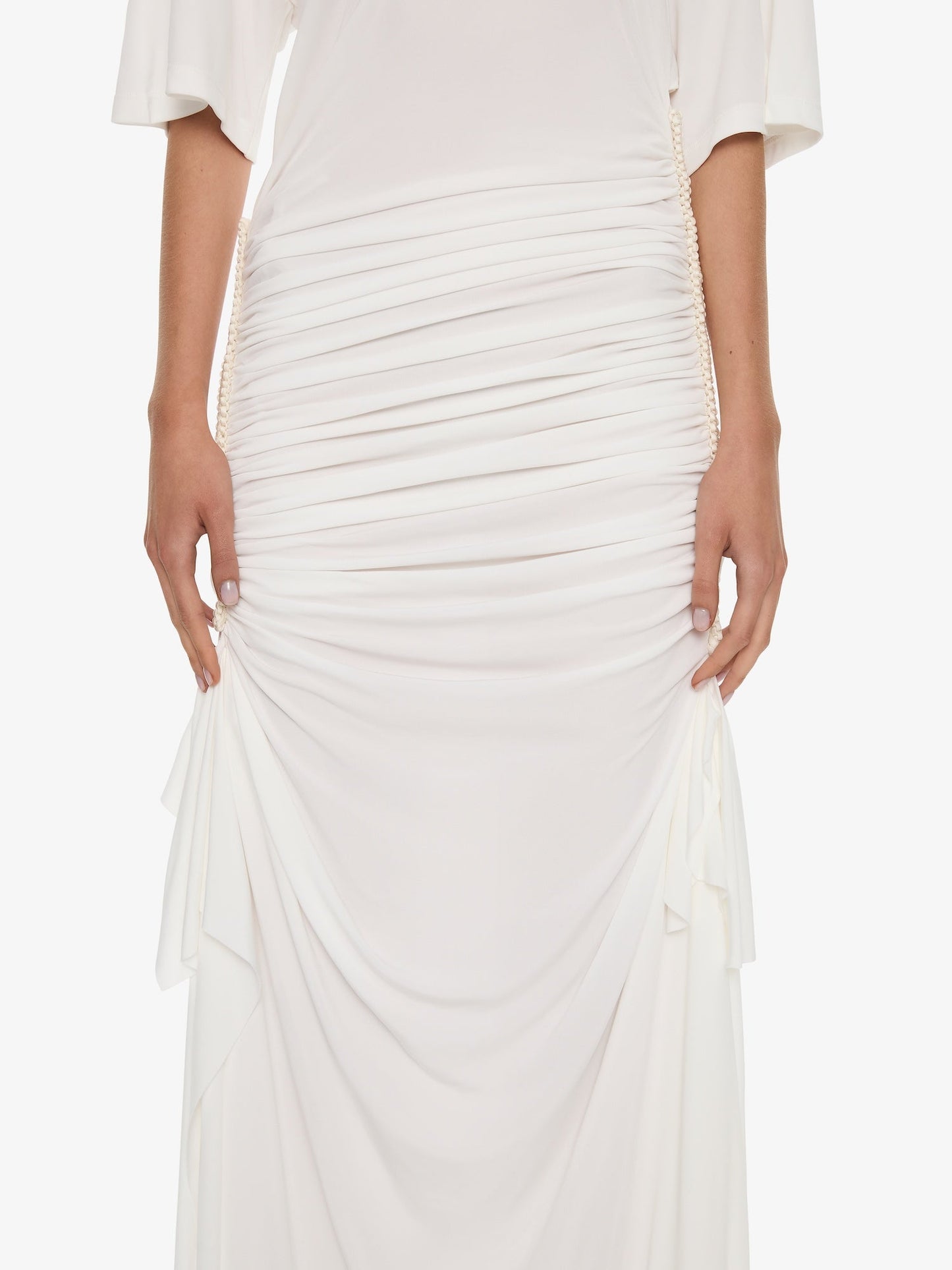 CHRISTOPHER ESBER Shibari Jersey Ruche Tee Dress (White)