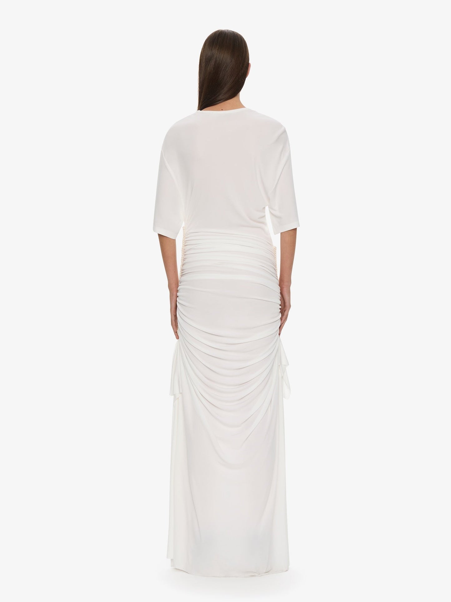 CHRISTOPHER ESBER Shibari Jersey Ruche Tee Dress (White)
