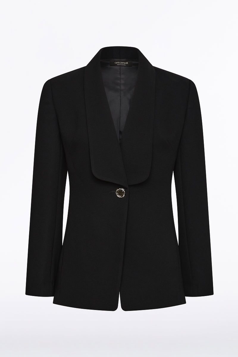 Carla Zampatti Crepe Shawl Collar Jacket (Black)