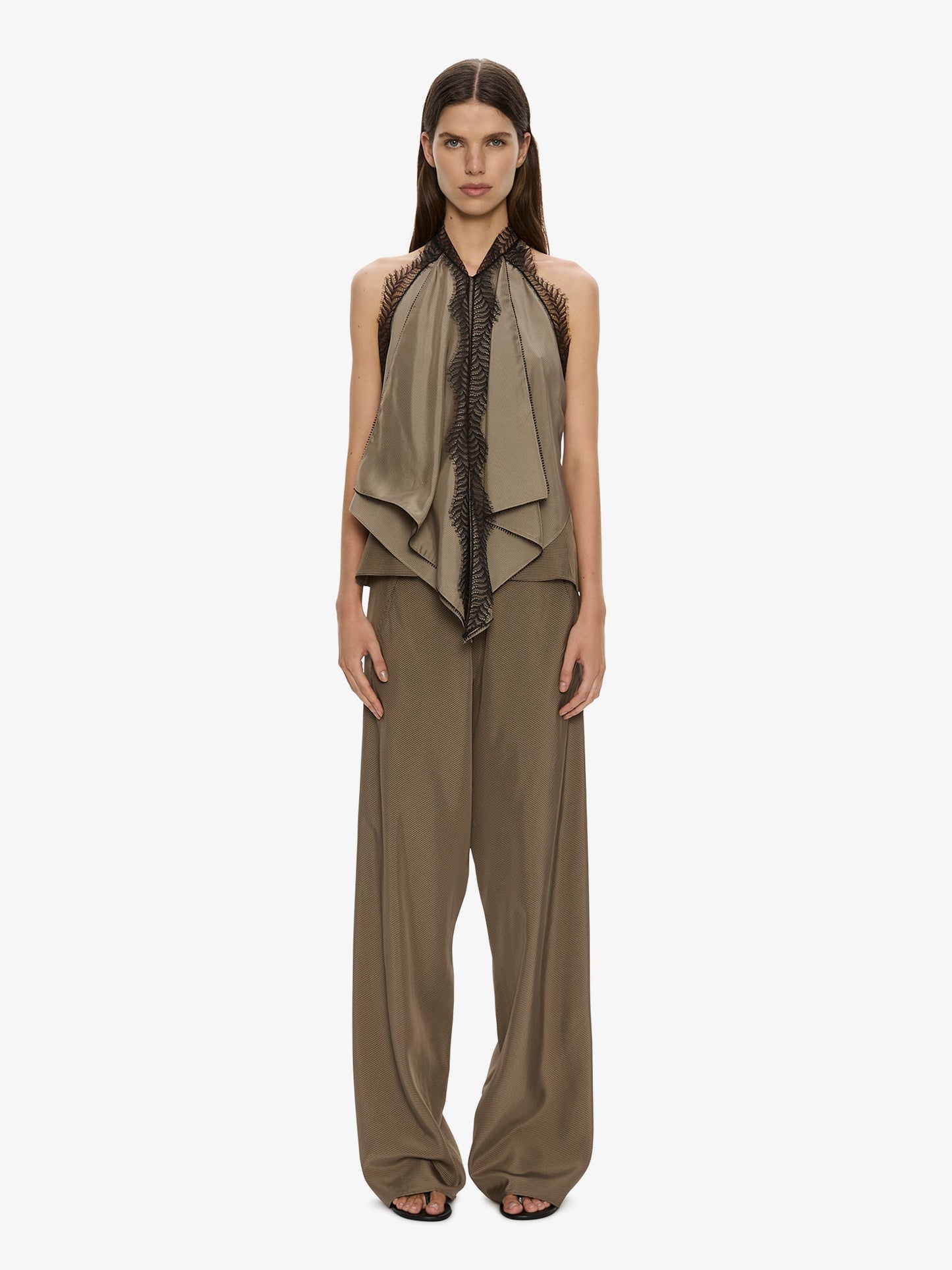 CHRISTOPHER ESBER Vera Split Lace Handkerchief Top (Umber)