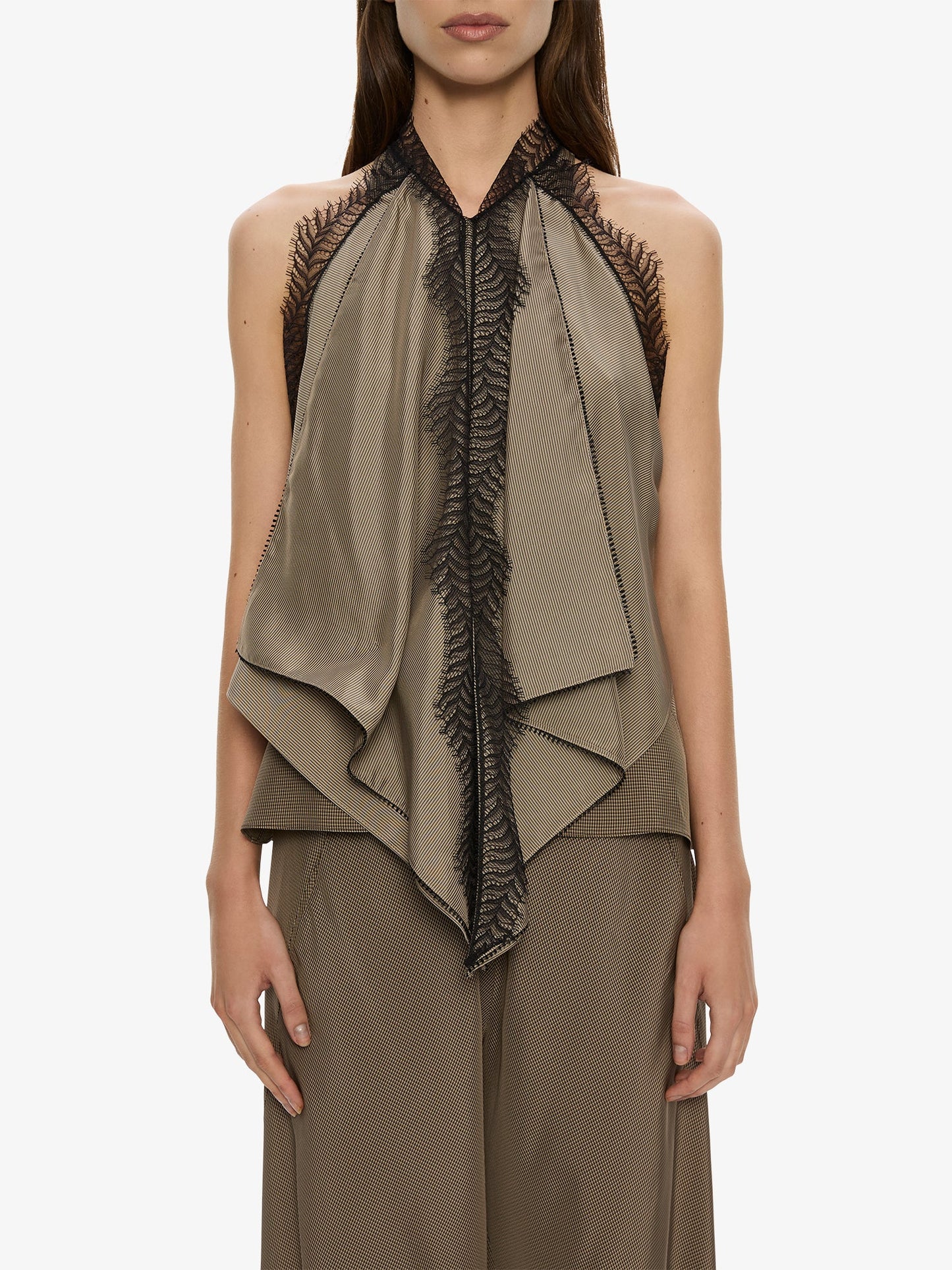 CHRISTOPHER ESBER Vera Split Lace Handkerchief Top (Umber)