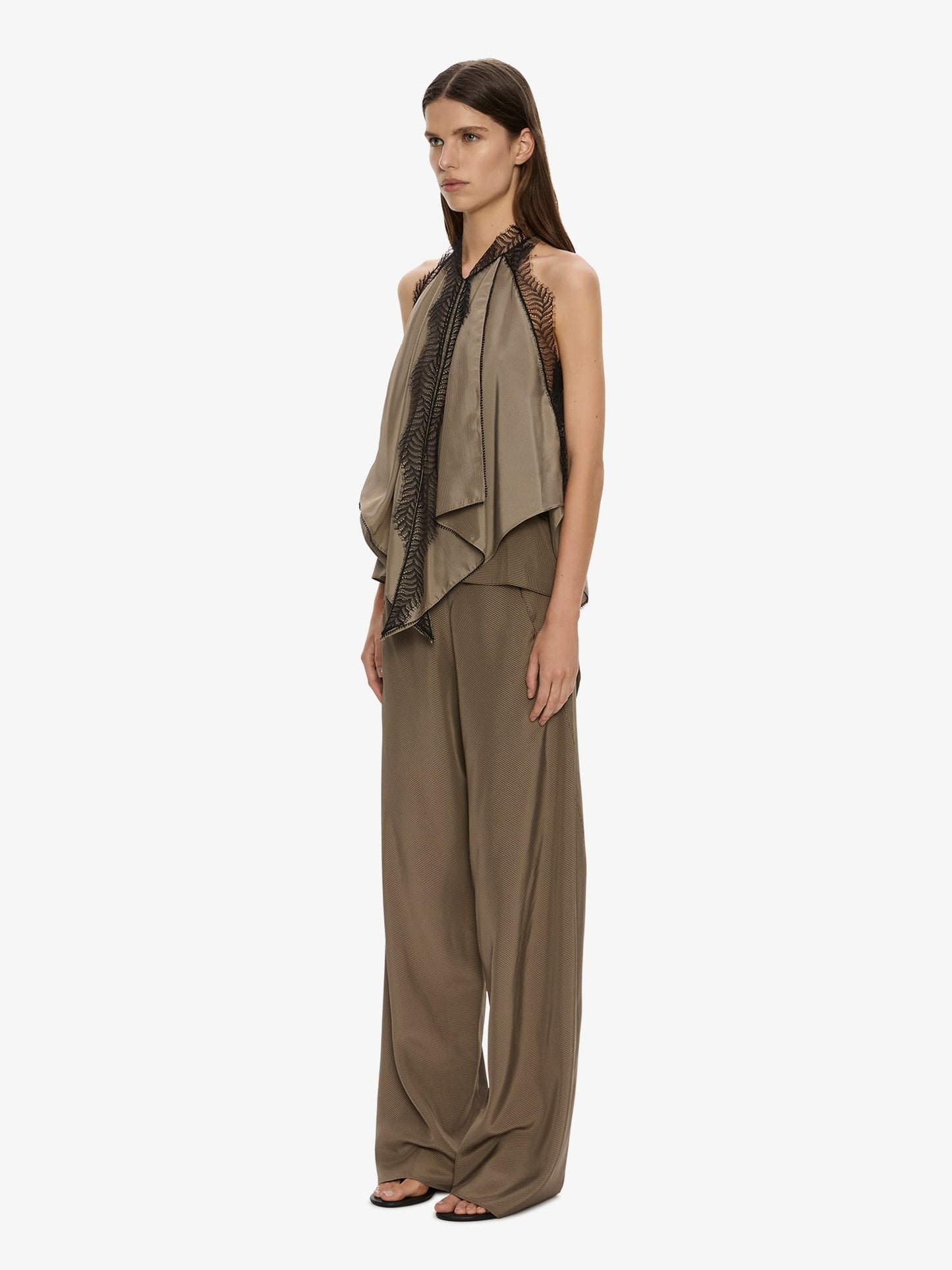 CHRISTOPHER ESBER Vera Split Lace Handkerchief Top (Umber)