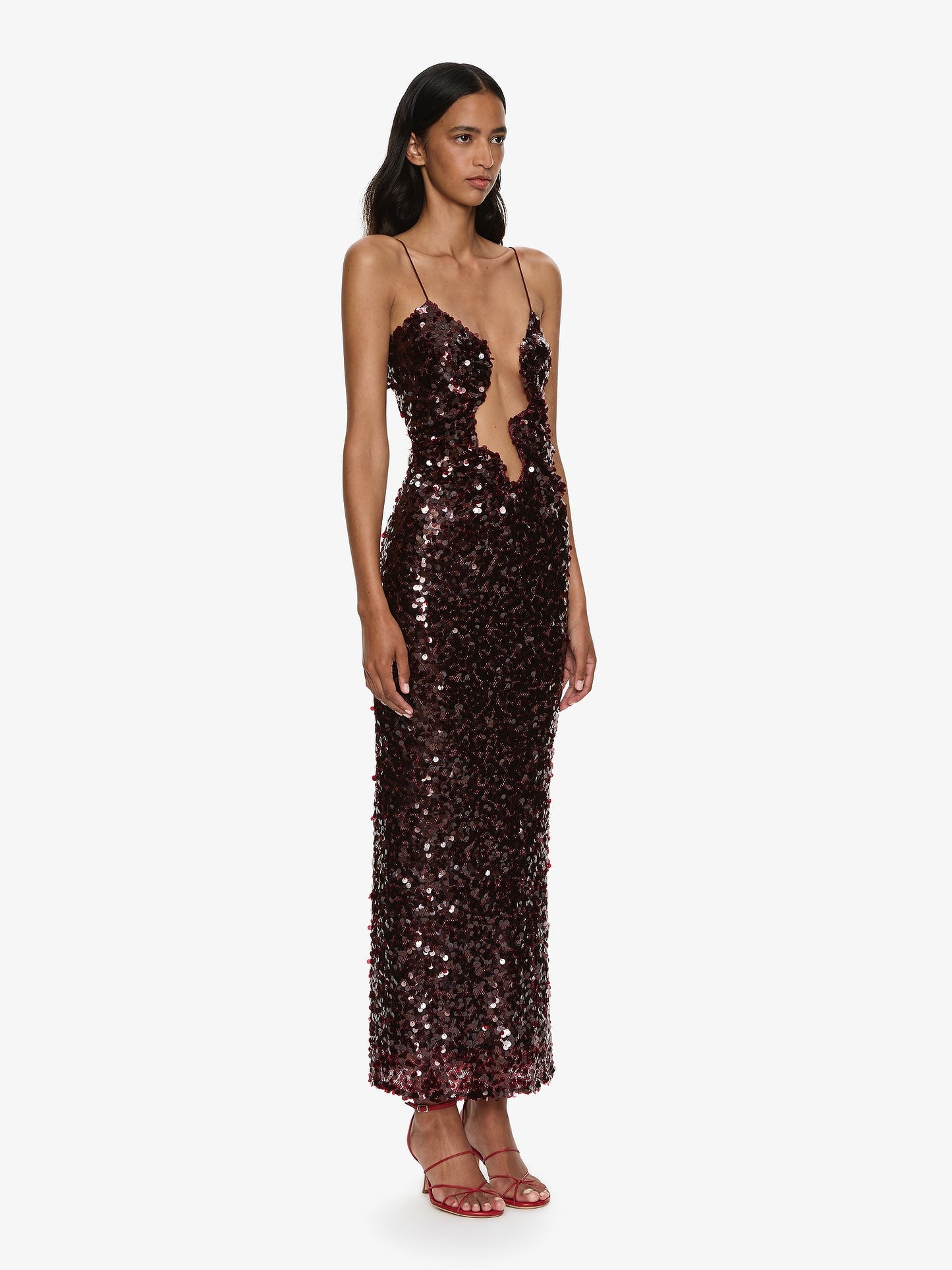 CHRISTOPHER ESBER Opaline Salacia Column Dress (Maroon)