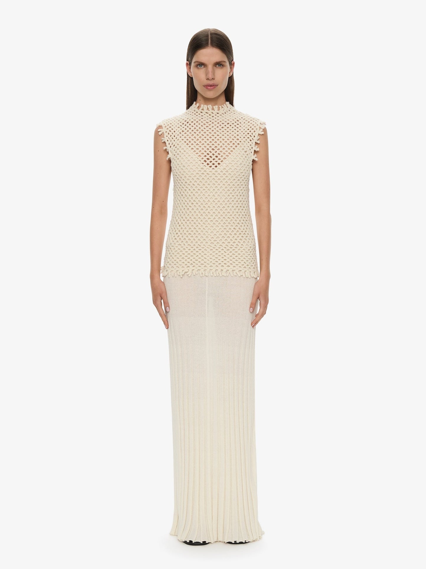 Image of Dresses. Productname: CHRISTOPHER ESBER Lattice Knit Tank Dress in White colour by brand - CHRISTOPHER ESBER