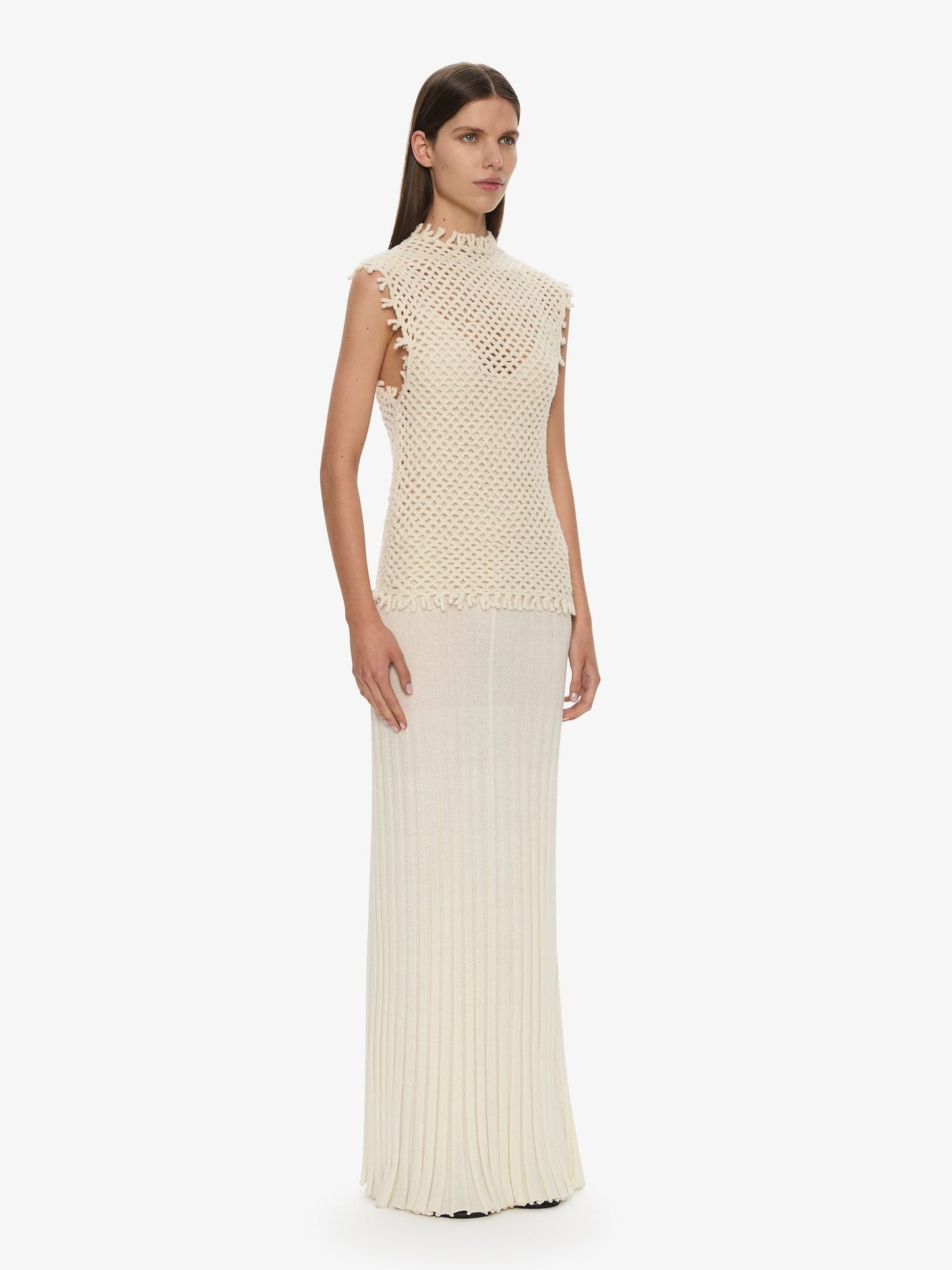 CHRISTOPHER ESBER Lattice Knit Tank Dress (White)