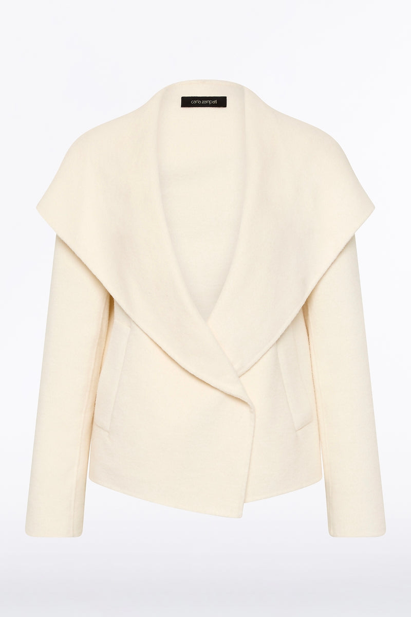 Carla Zampatti Ivory Wool Drape Front Jacket (White)