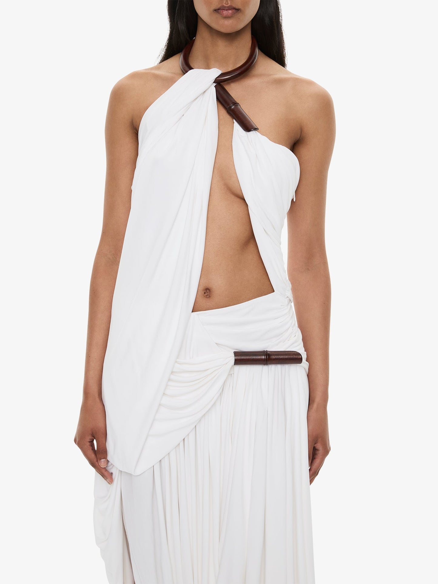 CHRISTOPHER ESBER Chime Necklace Drape Dress (White)