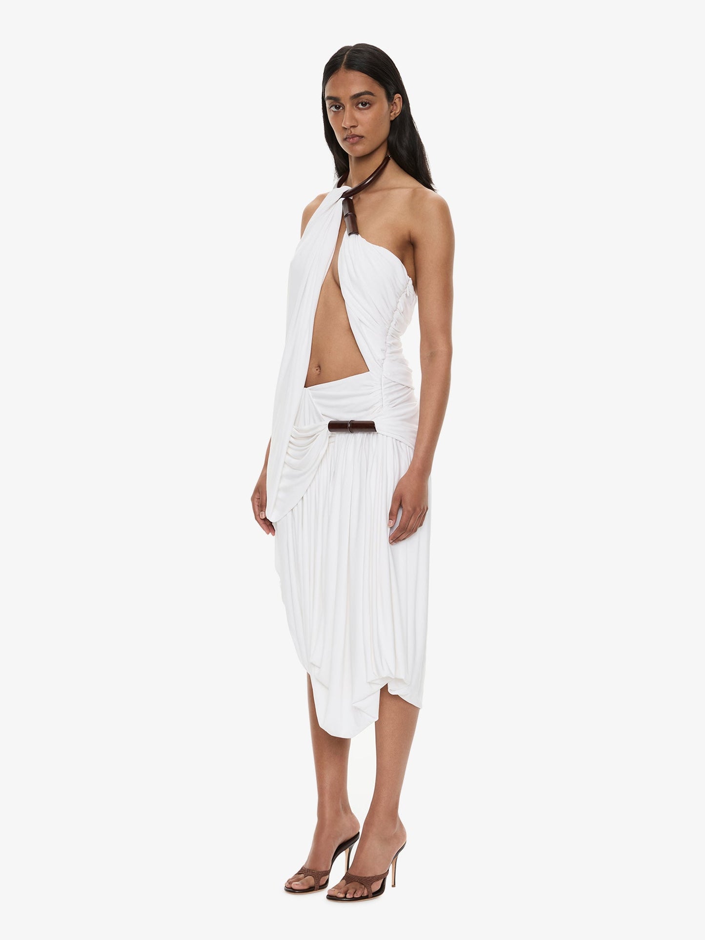 CHRISTOPHER ESBER Chime Necklace Drape Dress (White)