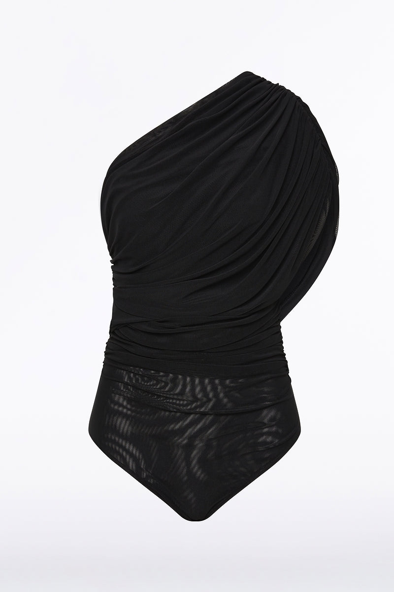 Carla Zampatti Mesh One Shoulder Bodysuit (Black)