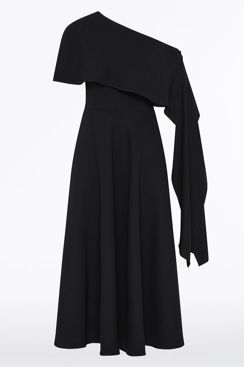 Carla Zampatti Crepe Cold Shoulder Dress (Black)