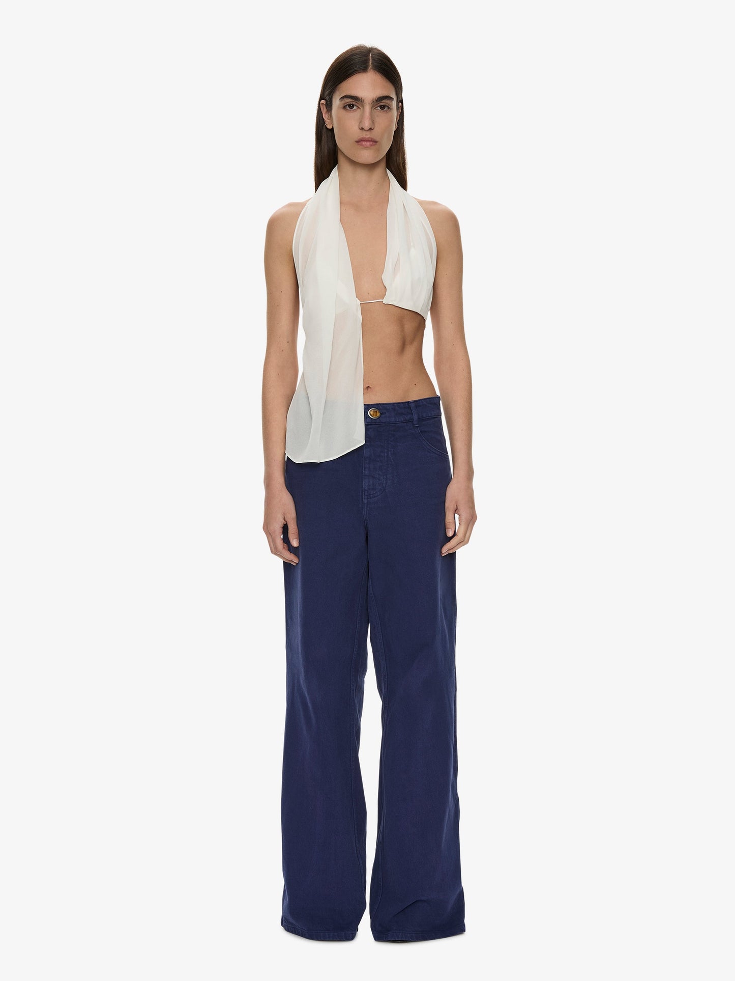 CHRISTOPHER ESBER Silk Scarf Chain Bra Top (White)