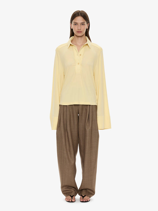 CHRISTOPHER ESBER Deconstruct Denim Long Sleeve Polo (Butter)