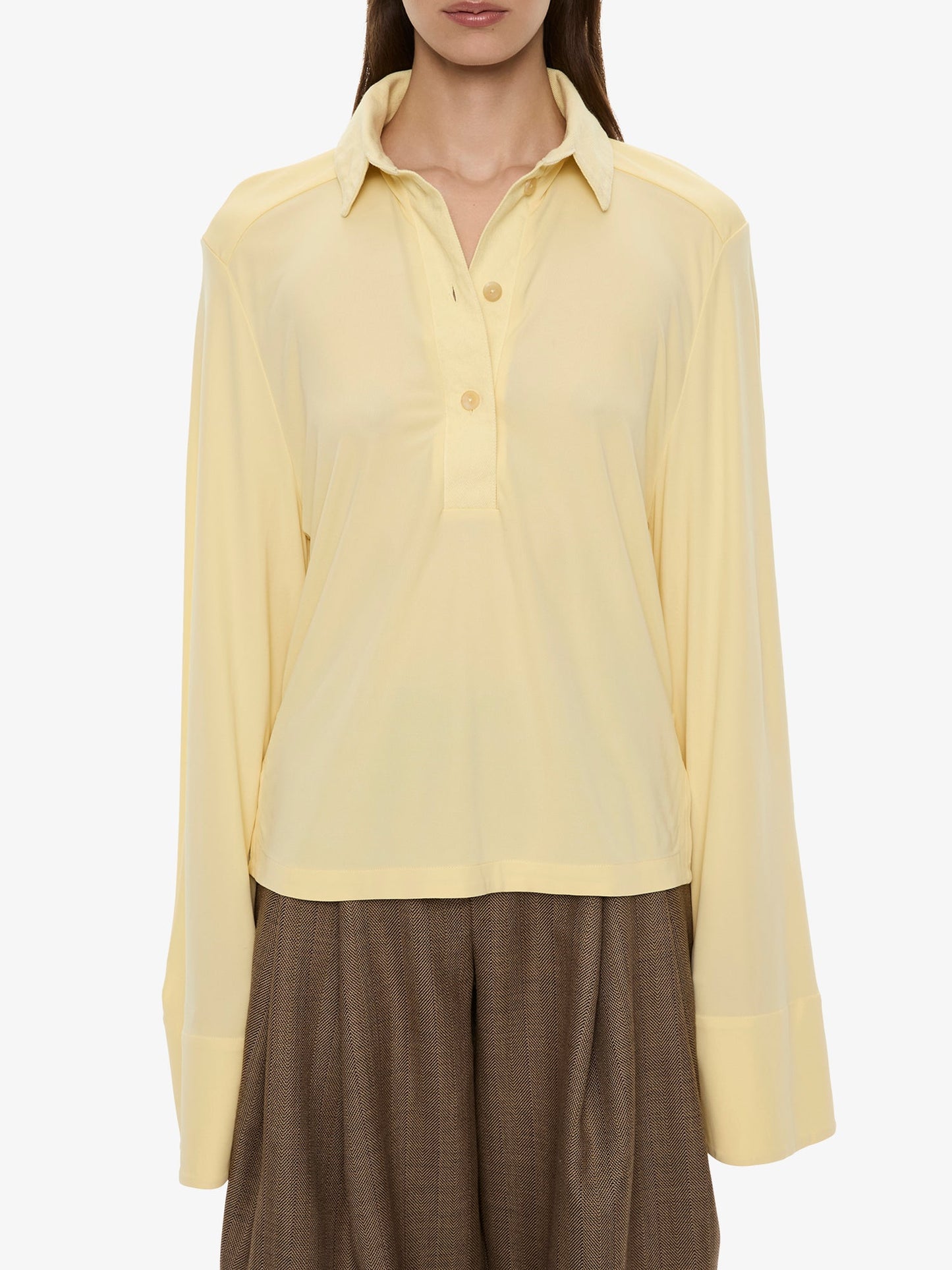 CHRISTOPHER ESBER Deconstruct Denim Long Sleeve Polo (Butter)