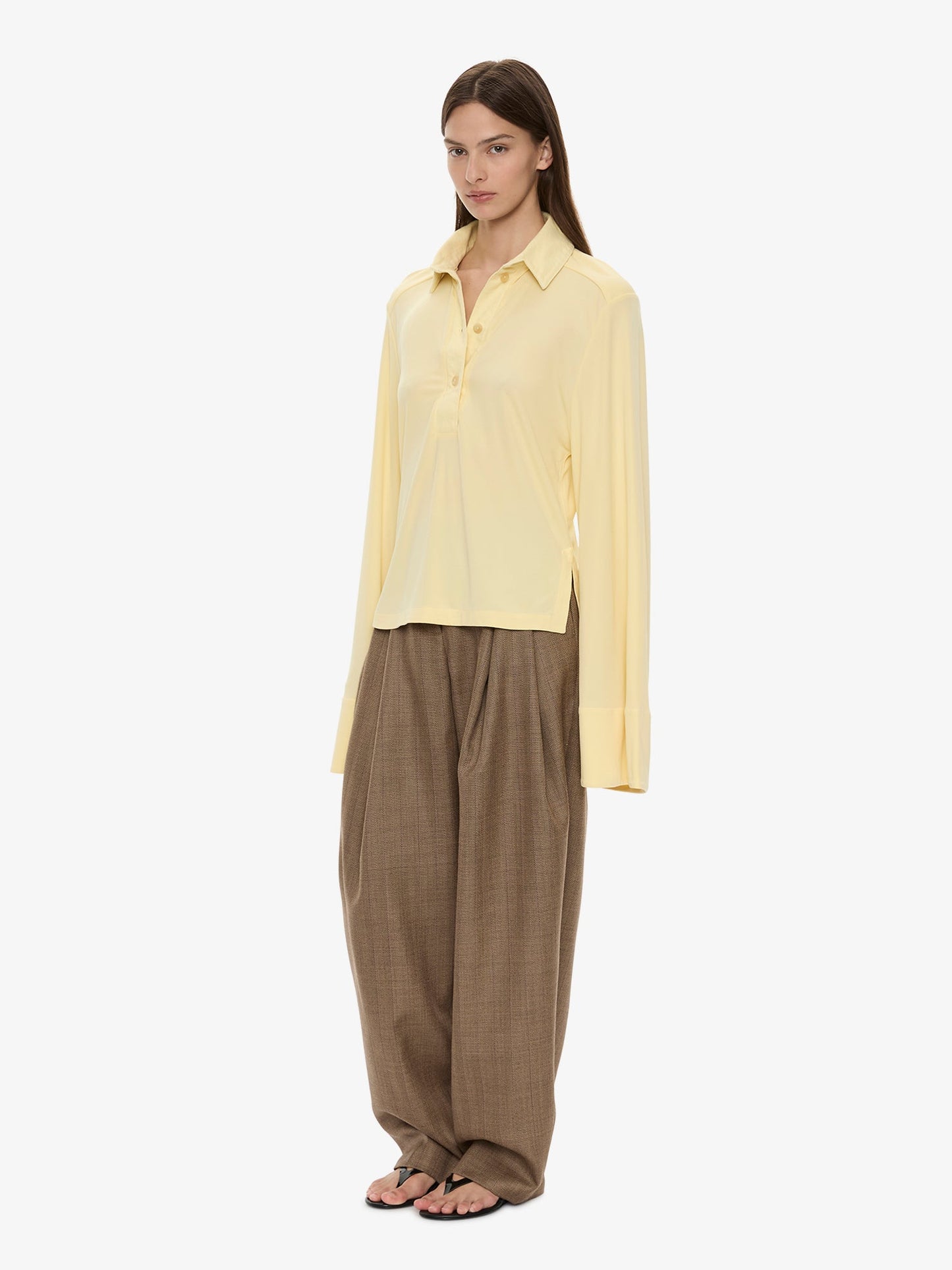 CHRISTOPHER ESBER Deconstruct Denim Long Sleeve Polo (Butter)