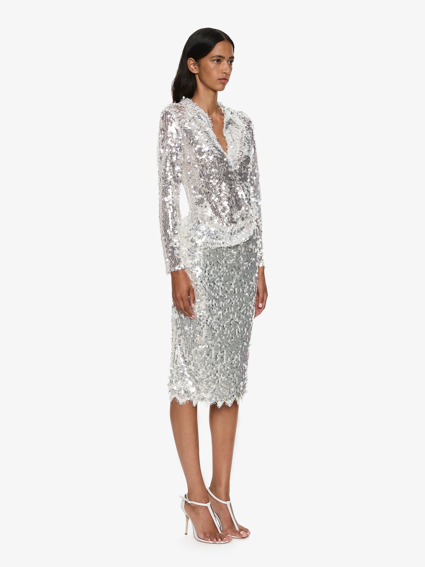 CHRISTOPHER ESBER Opaline Sequin Skirt (Silver)
