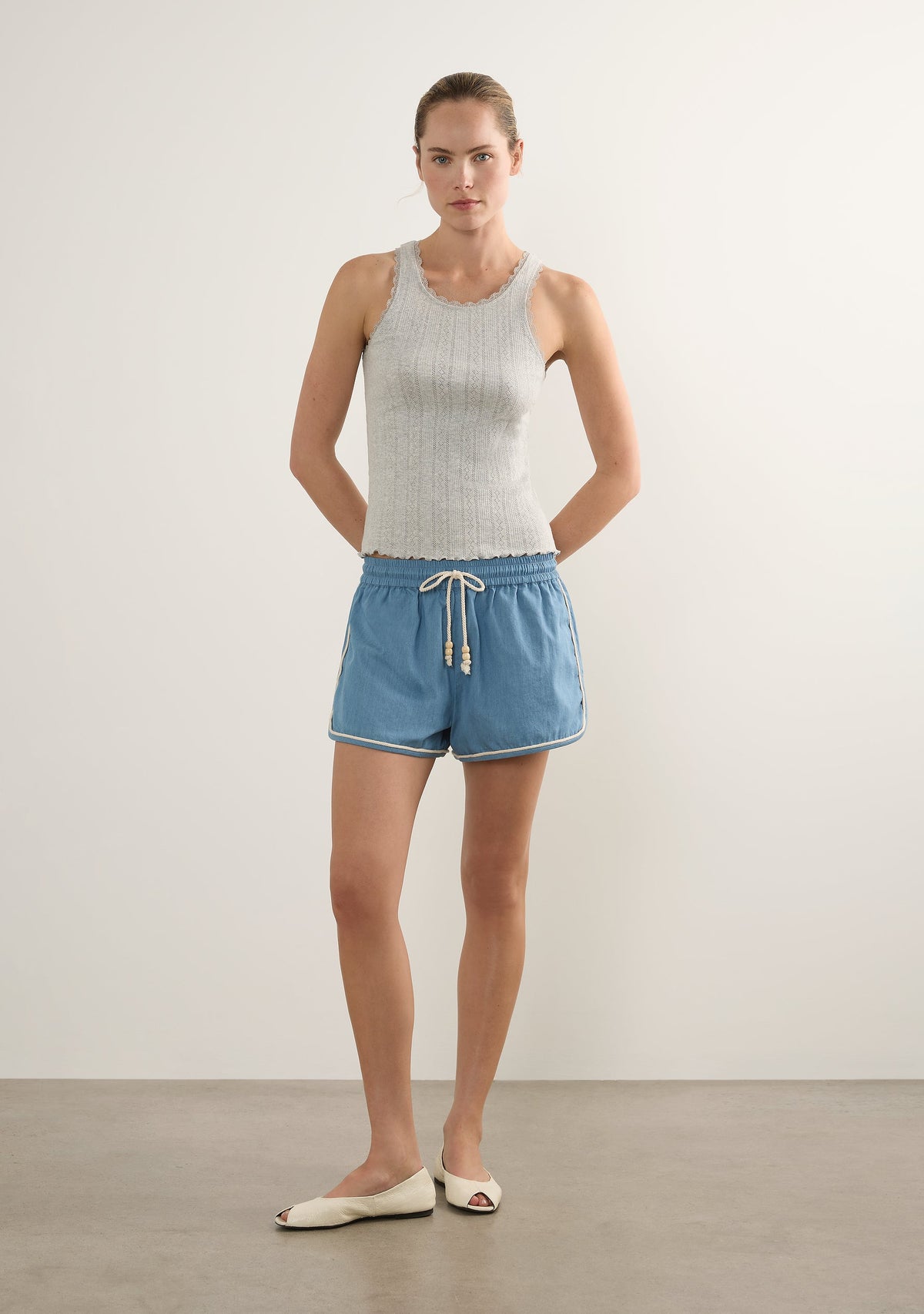 Image of a model wearing Shorts. Productname: Auguste The Label Nyx Short in Print colour by brand - Auguste The Label